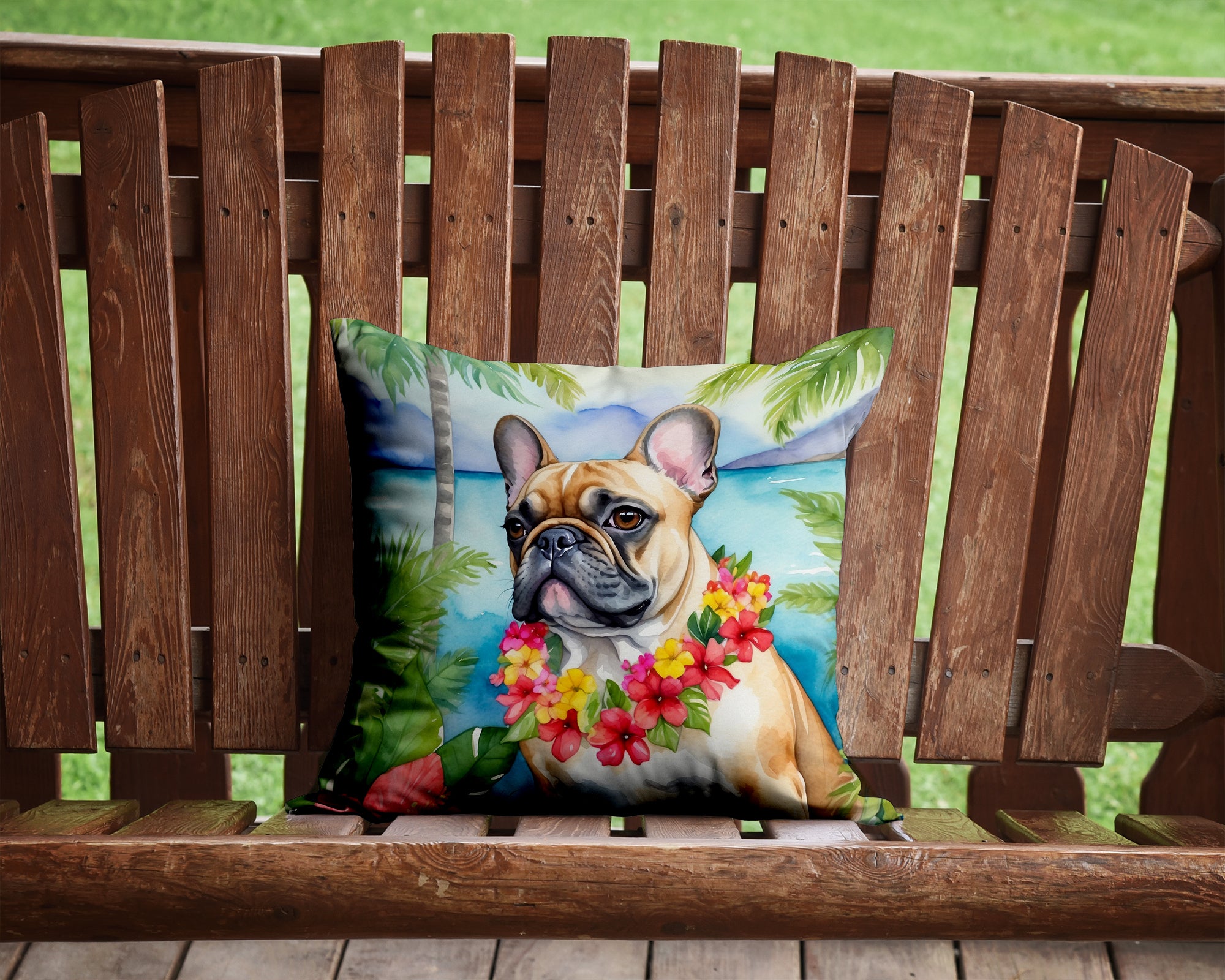 Buy this French Bulldog Luau Throw Pillow