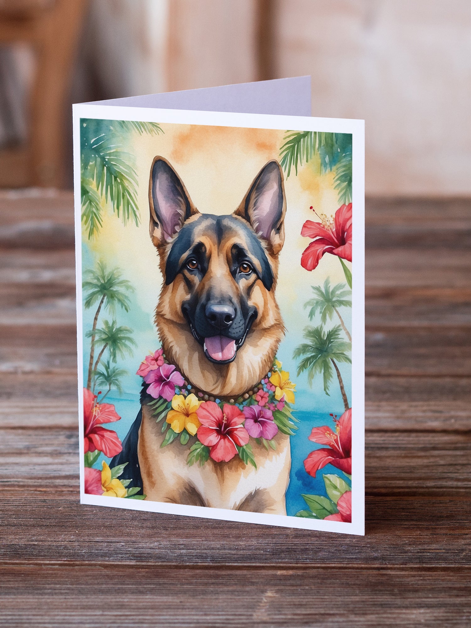 Buy this German Shepherd Luau Greeting Cards Pack of 8