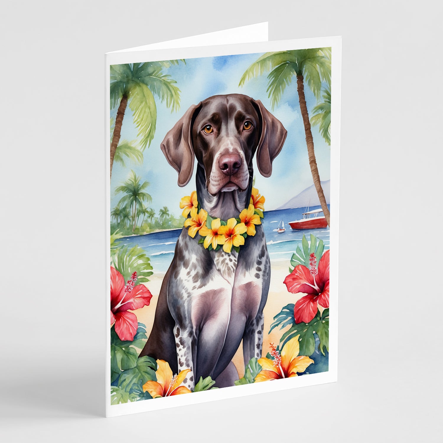 Buy this German Shorthaired Pointer Luau Greeting Cards Pack of 8