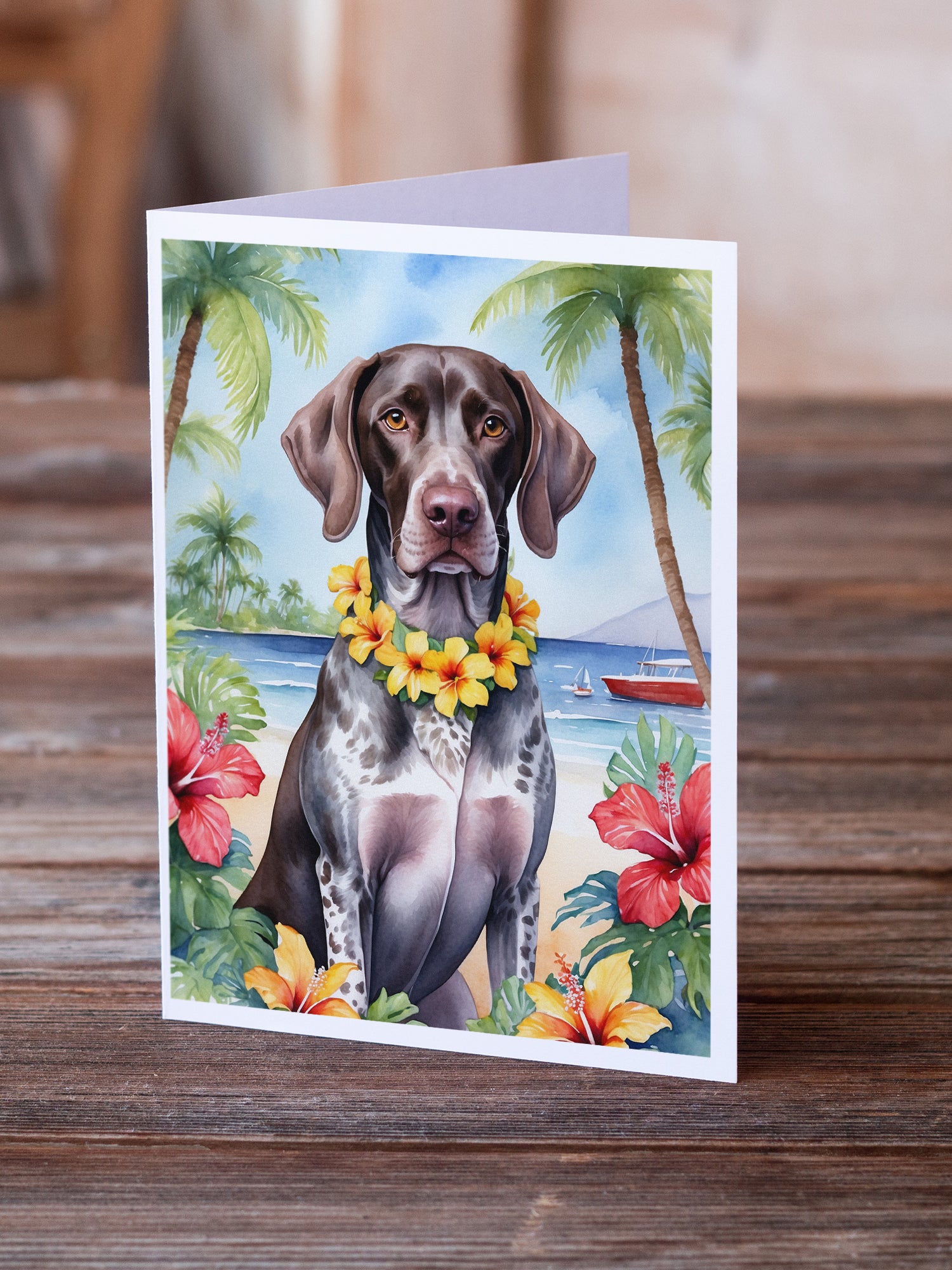 German Shorthaired Pointer Luau Greeting Cards Pack of 8
