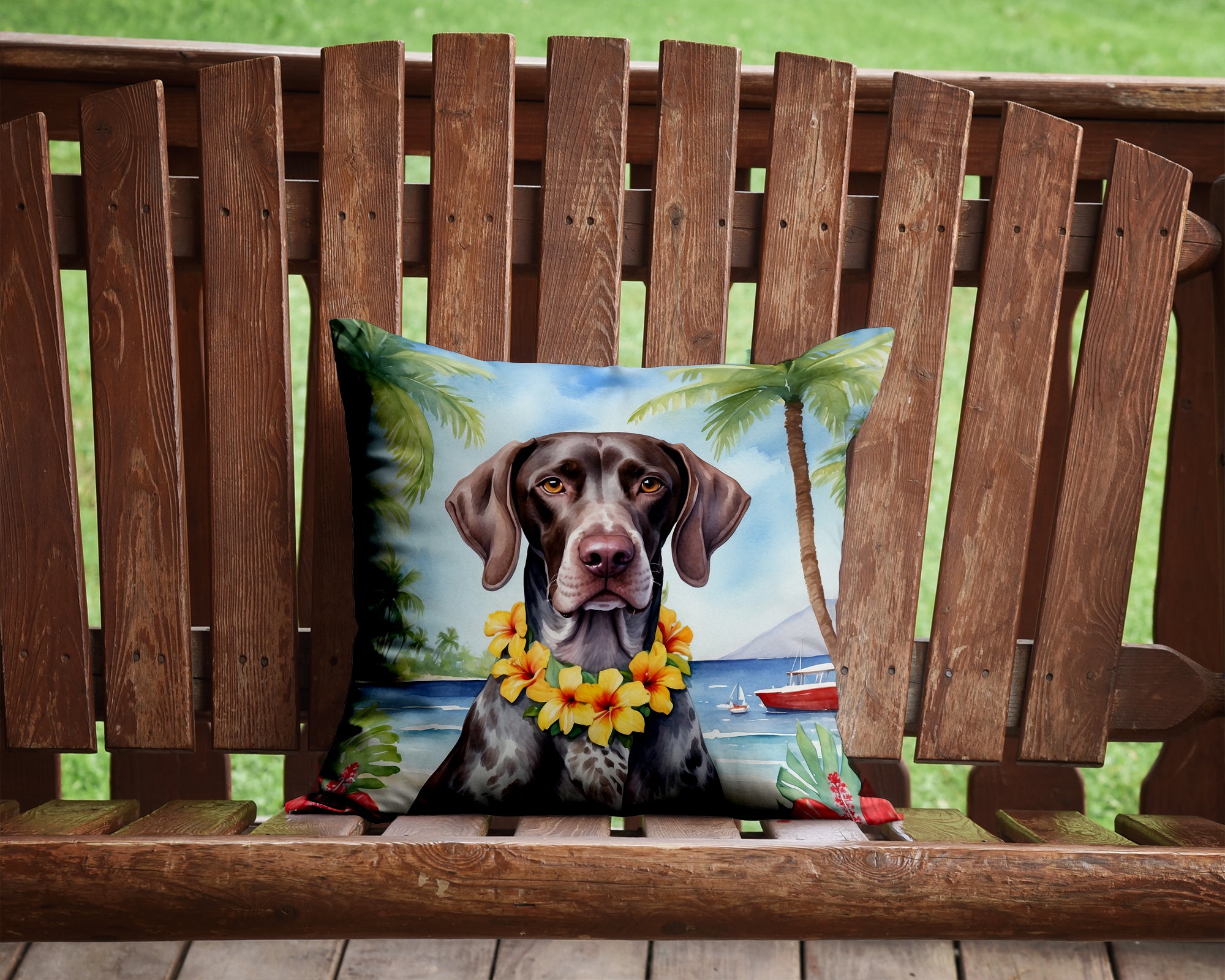 Buy this German Shorthaired Pointer Luau Throw Pillow