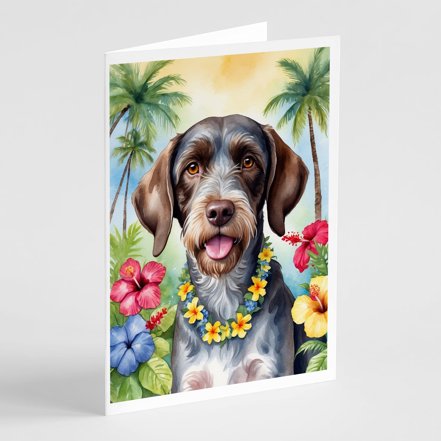 Buy this German Wirehaired Pointer Luau Greeting Cards Pack of 8