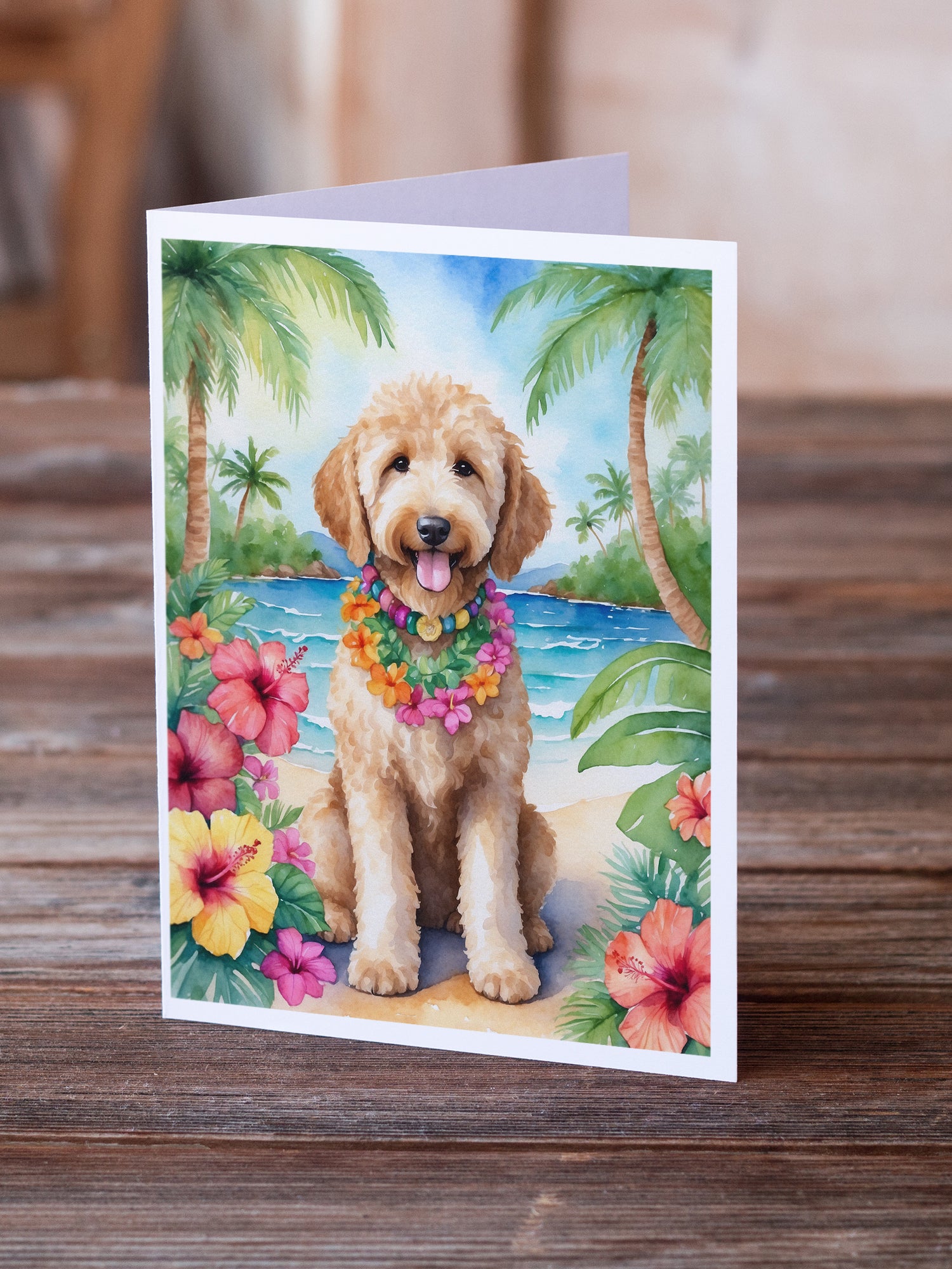 Buy this Goldendoodle Luau Greeting Cards Pack of 8