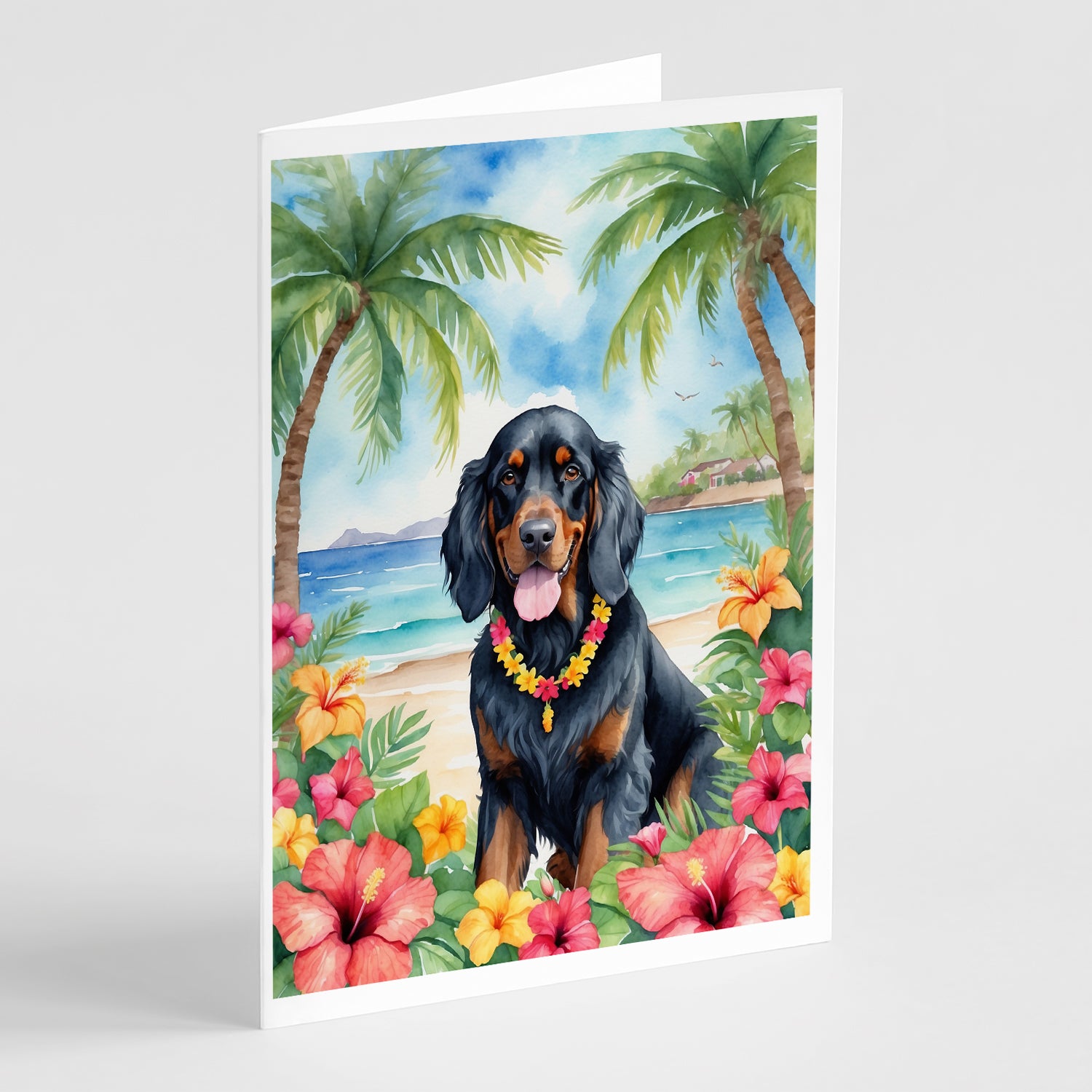 Buy this Gordon Setter Luau Greeting Cards Pack of 8