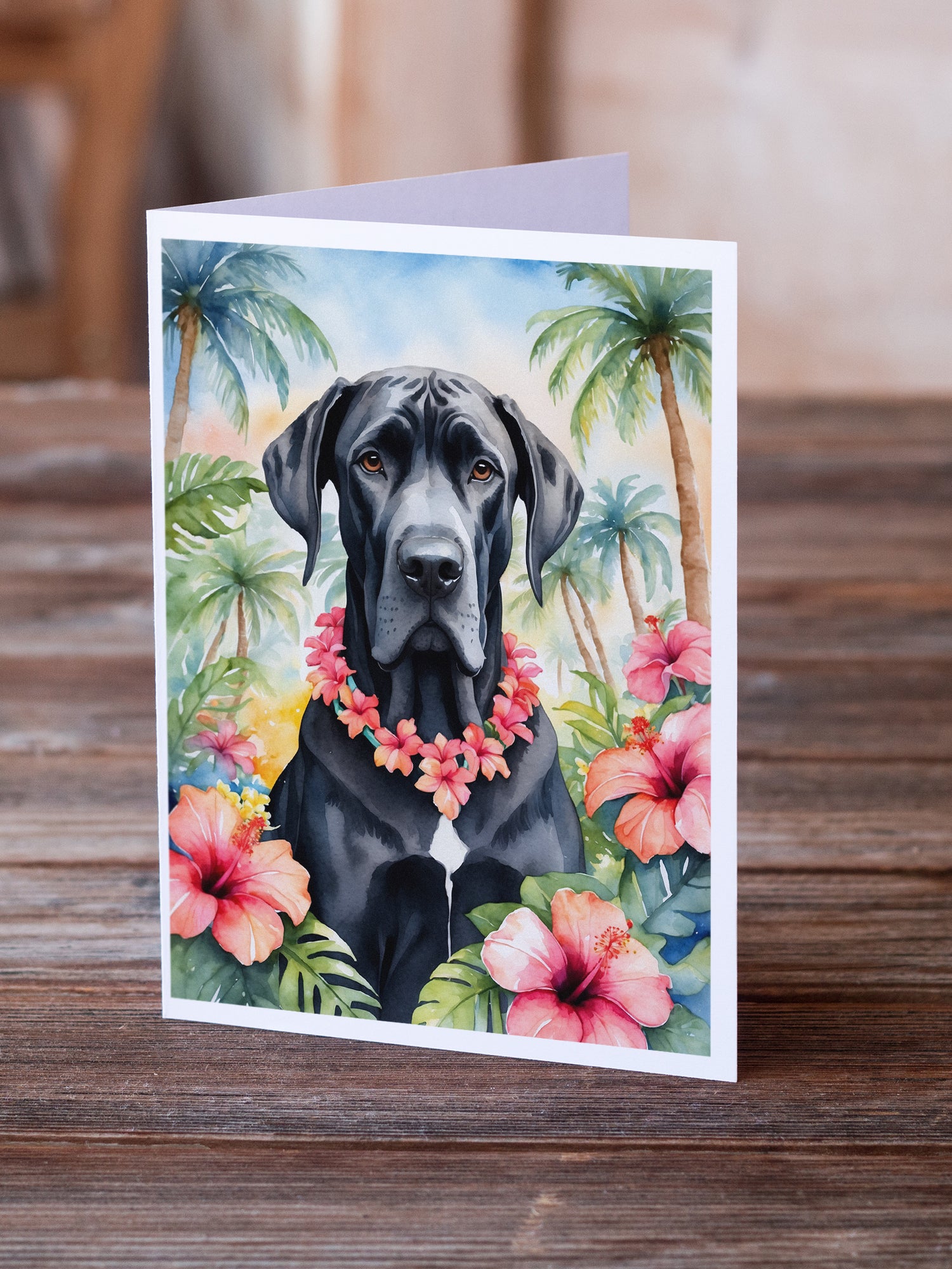 Buy this Great Dane Luau Greeting Cards Pack of 8