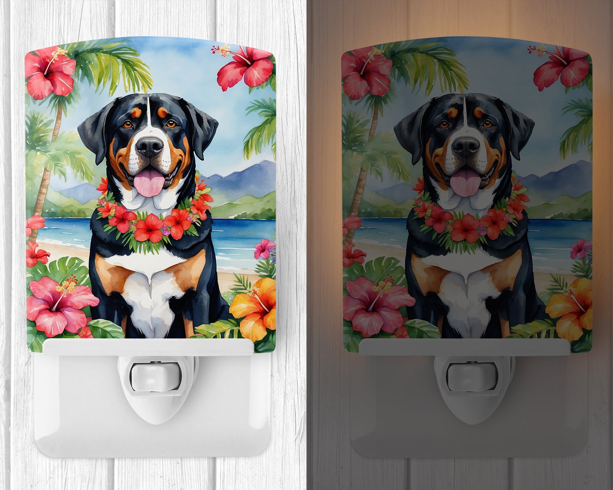 Buy this Greater Swiss Mountain Dog Luau Ceramic Night Light