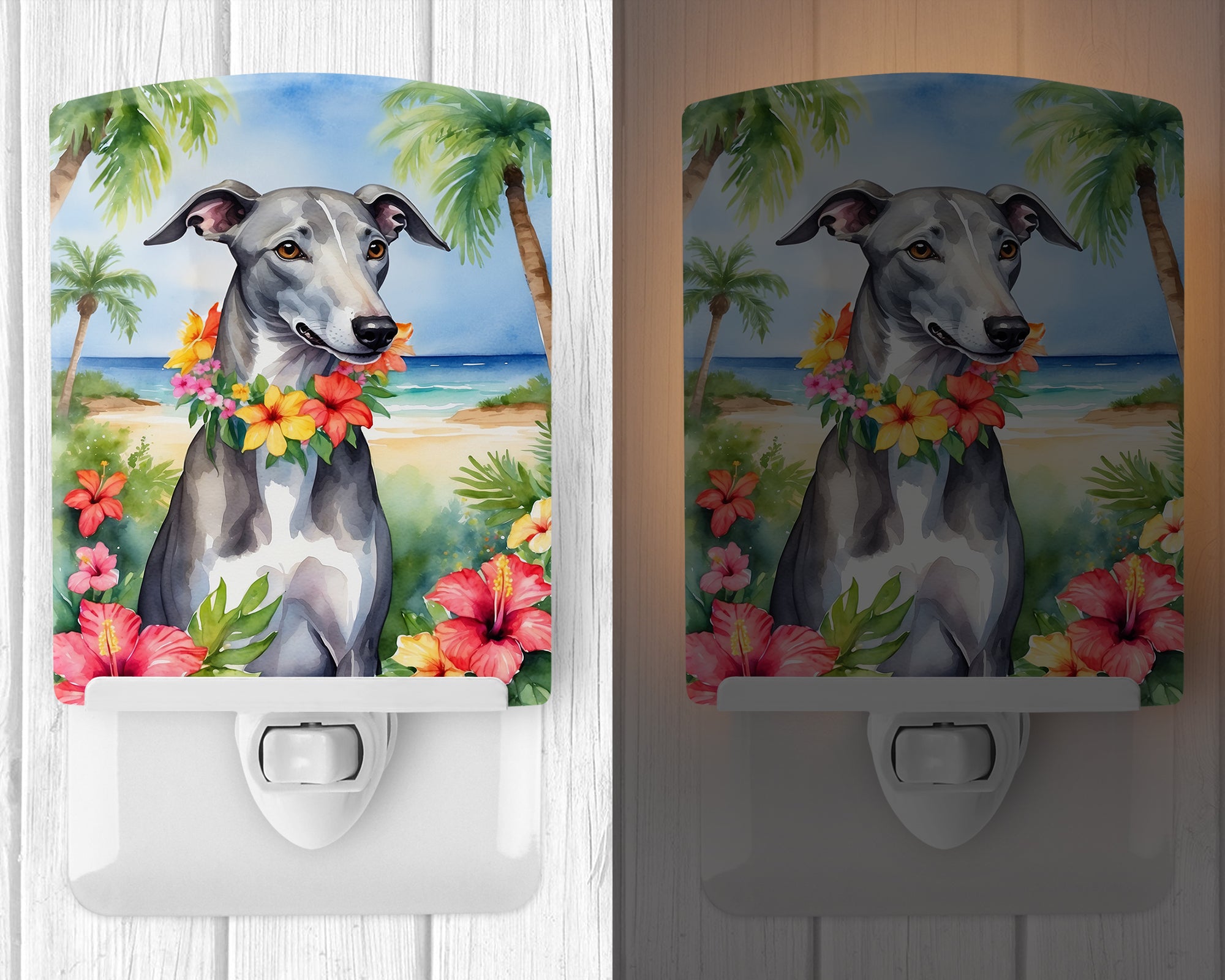 Greyhound Luau Ceramic Night Light