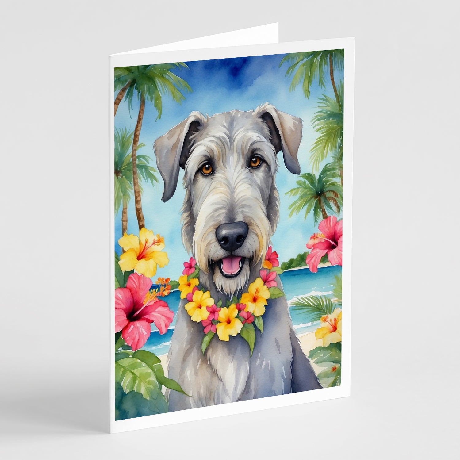 Buy this Irish Wolfhound Luau Greeting Cards Pack of 8