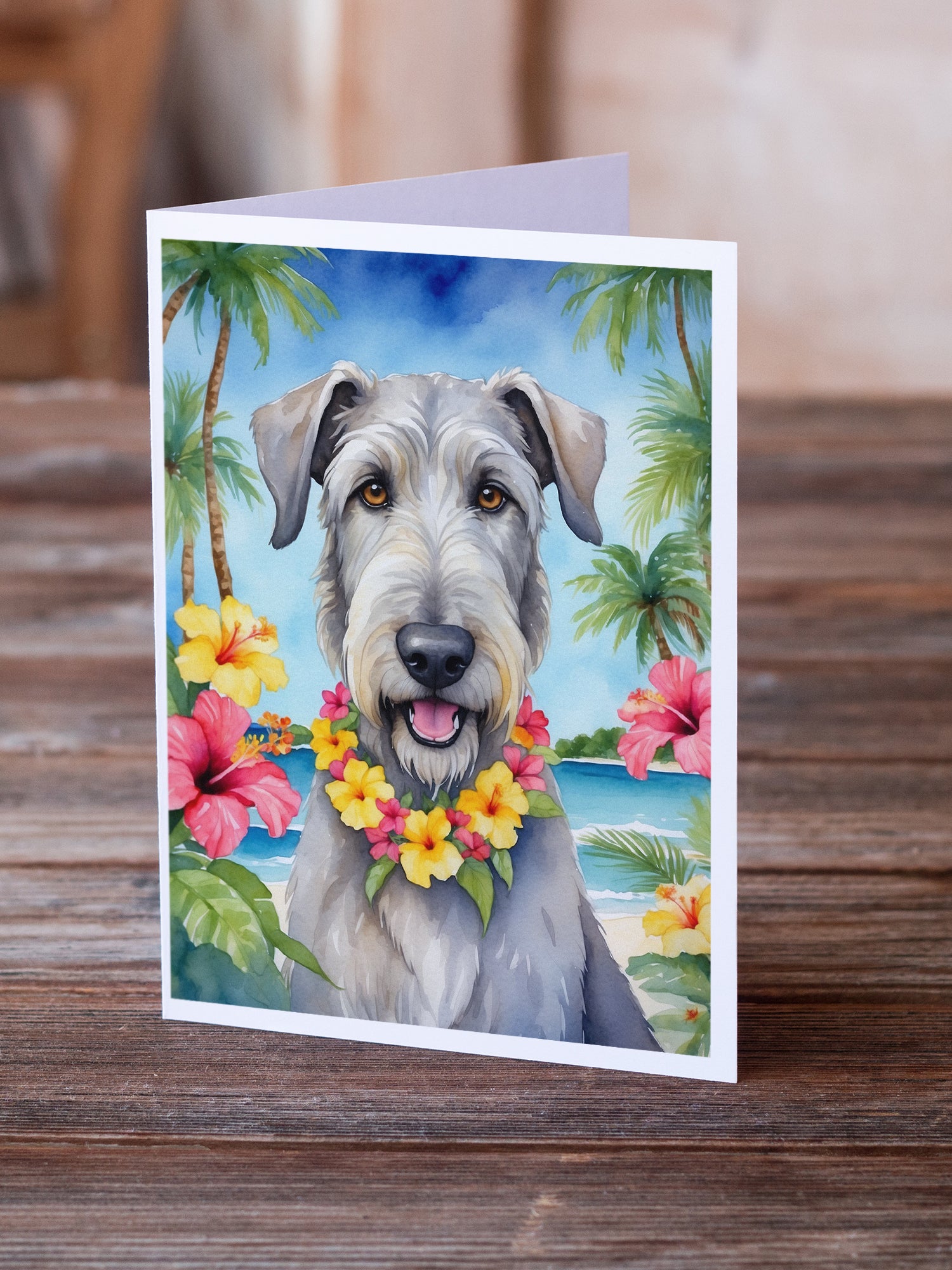 Irish Wolfhound Luau Greeting Cards Pack of 8