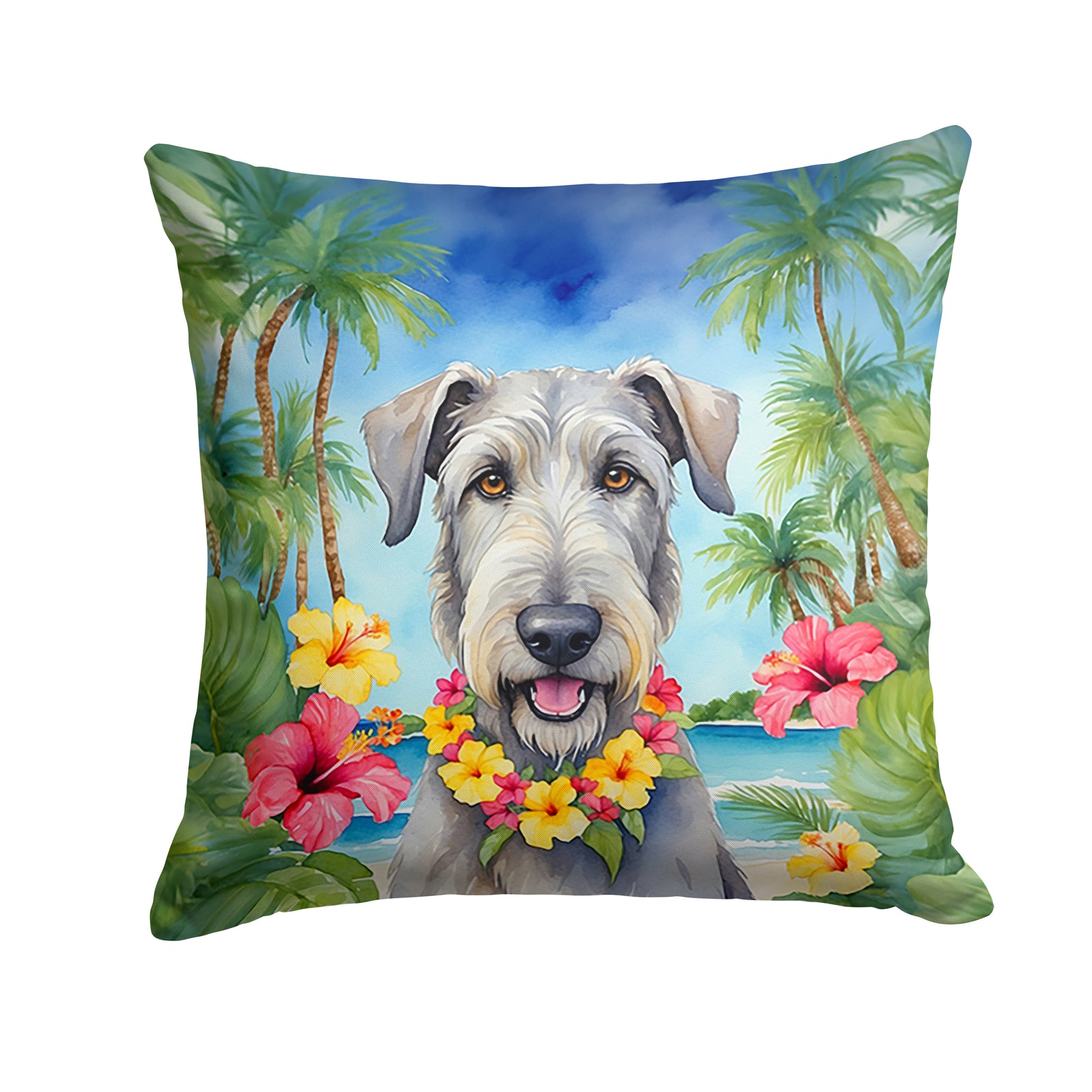 Buy this Irish Wolfhound Luau Throw Pillow