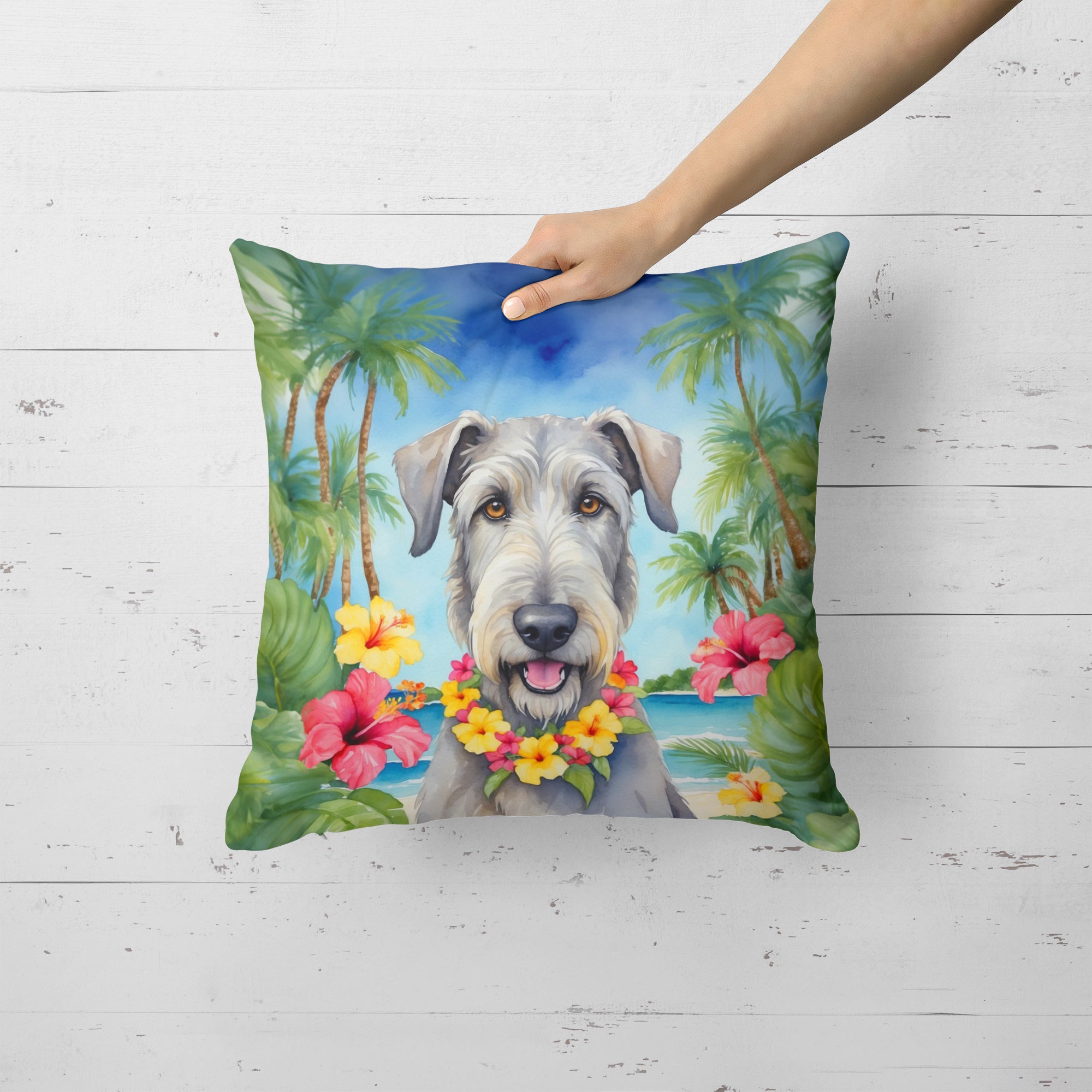 Irish Wolfhound Luau Throw Pillow