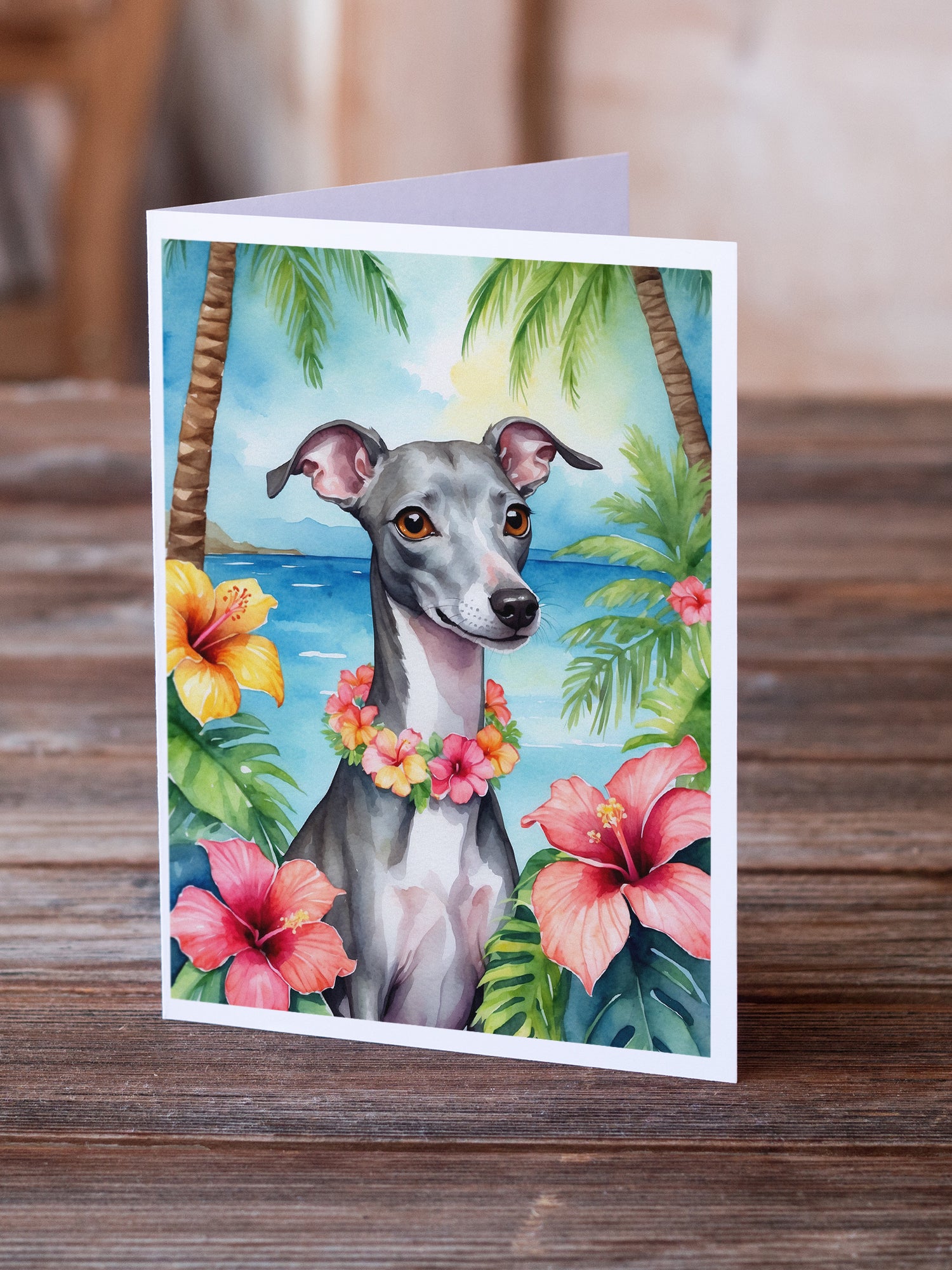Italian Greyhound Luau Greeting Cards Pack of 8