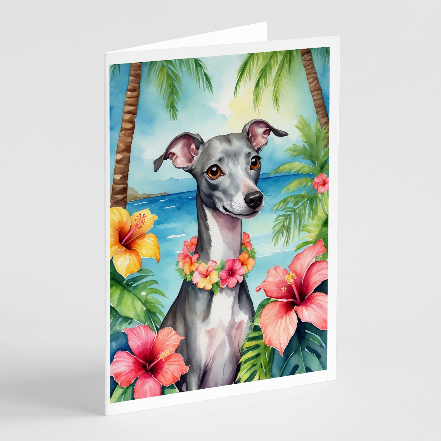 Buy this Italian Greyhound Luau Greeting Cards Pack of 8