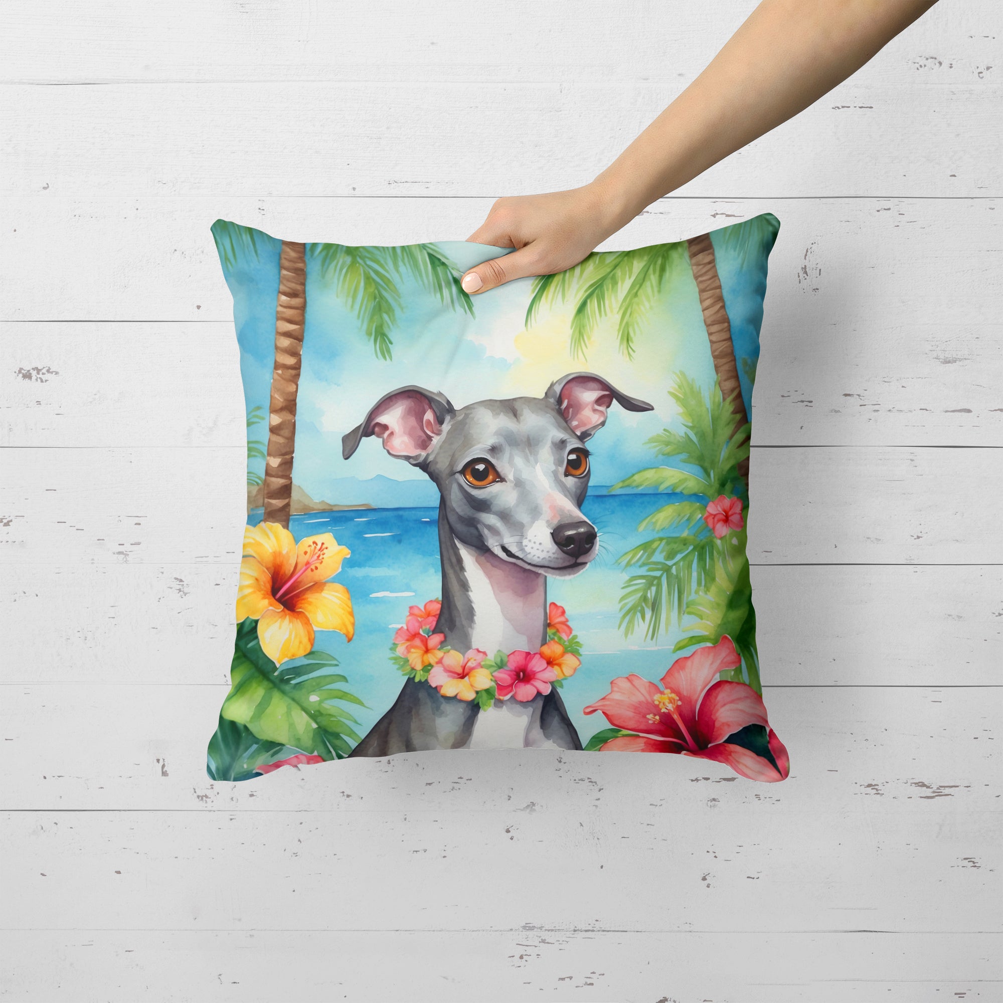 Italian Greyhound Luau Throw Pillow