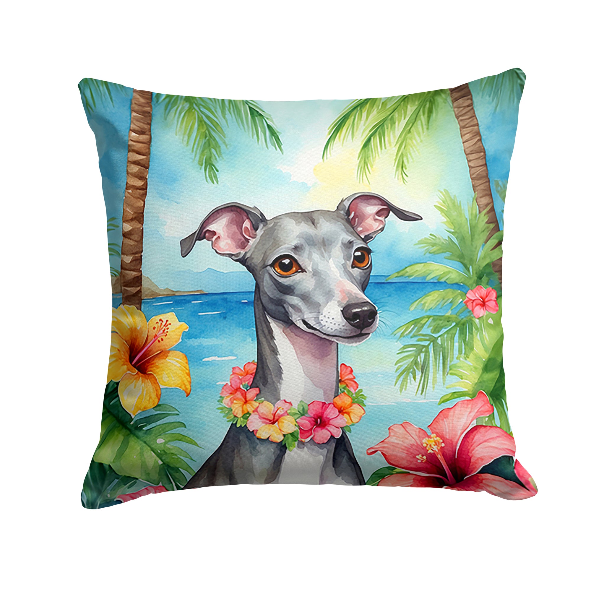 Buy this Italian Greyhound Luau Throw Pillow