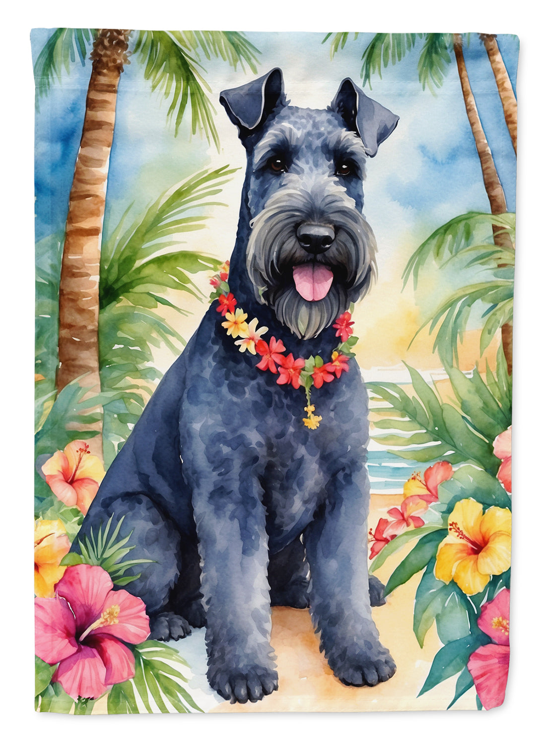 Buy this Kerry Blue Terrier Luau House Flag
