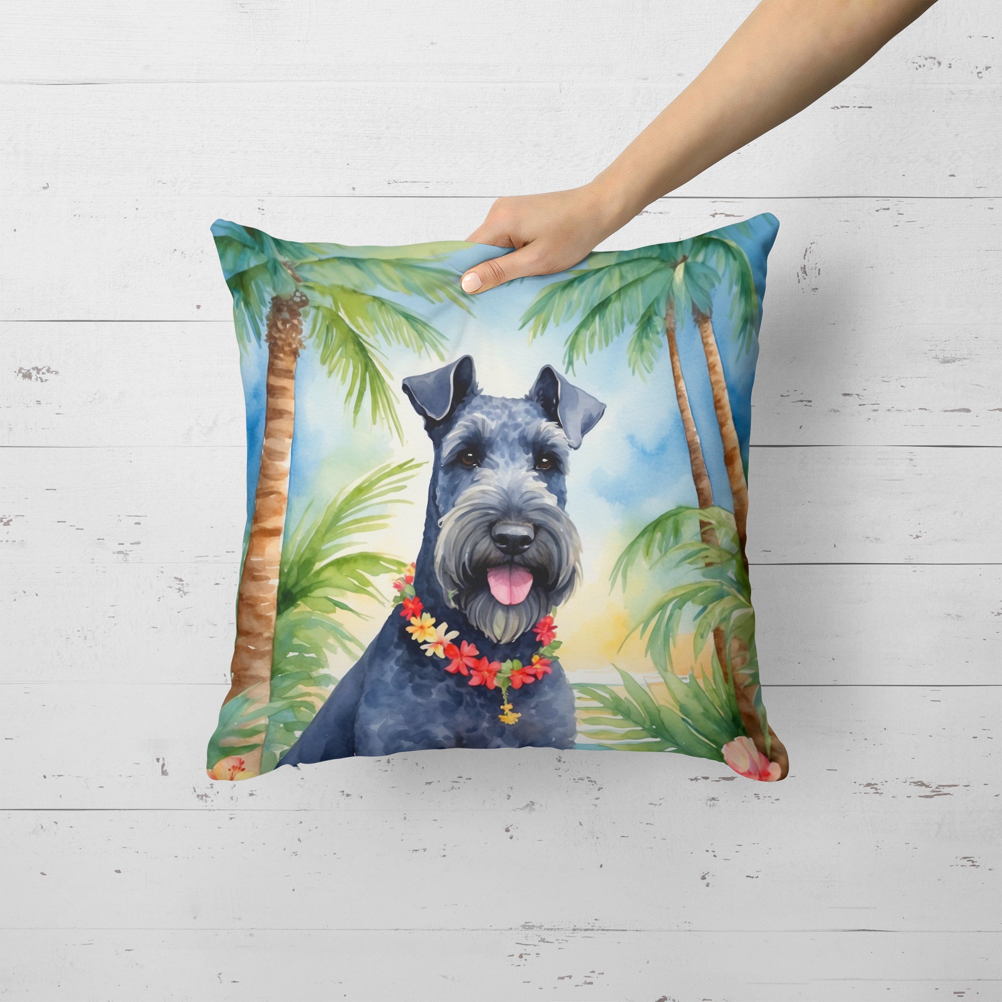 Buy this Kerry Blue Terrier Luau Throw Pillow