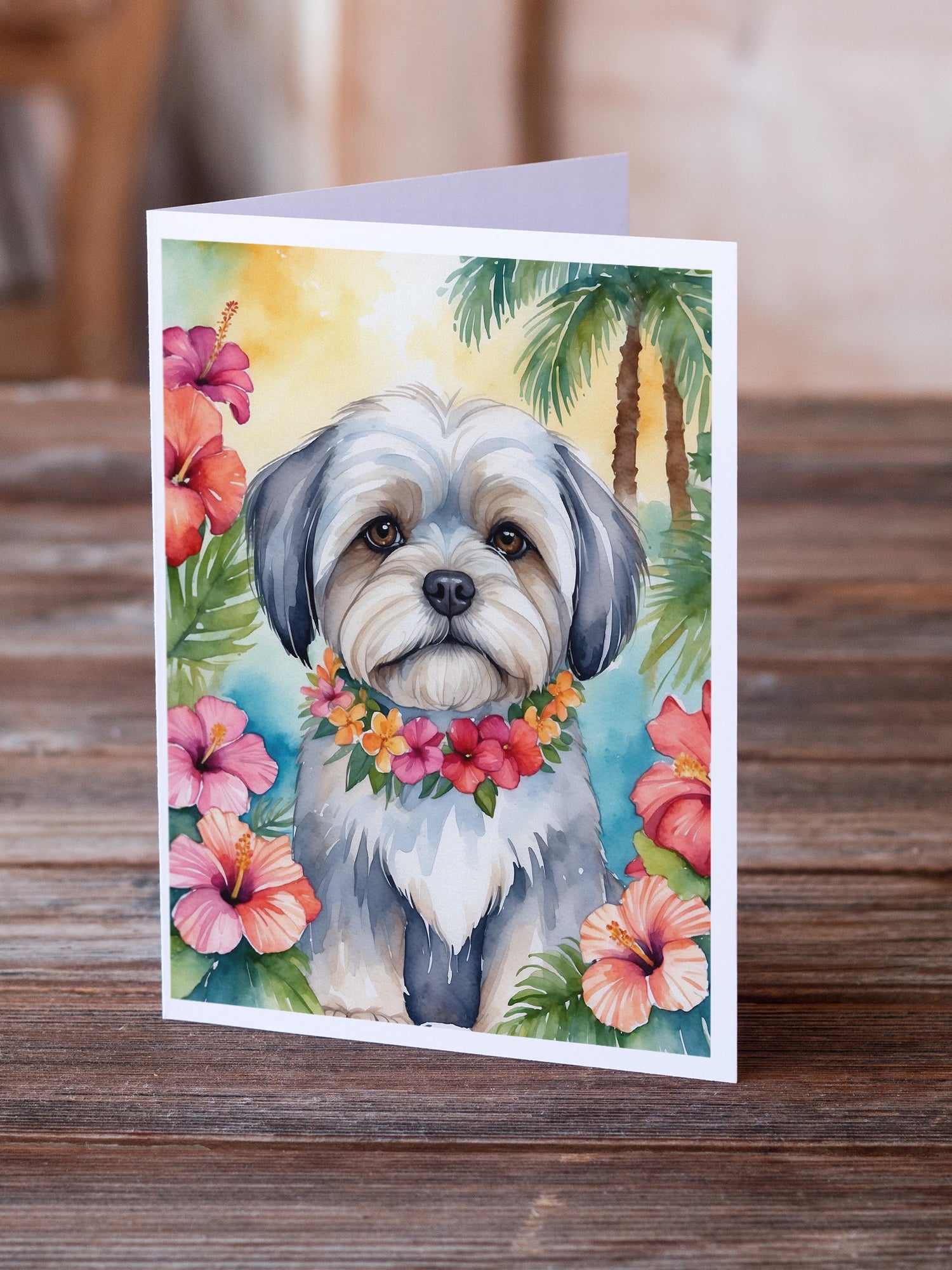 Buy this Lhasa Apso Luau Greeting Cards Pack of 8