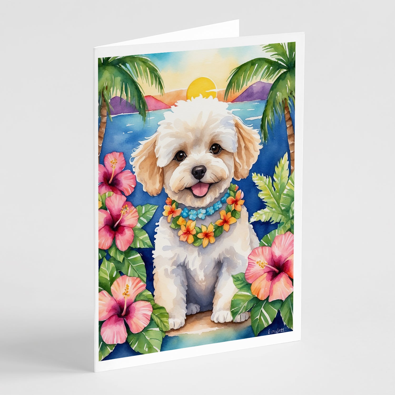 Buy this Maltipoo Luau Greeting Cards Pack of 8