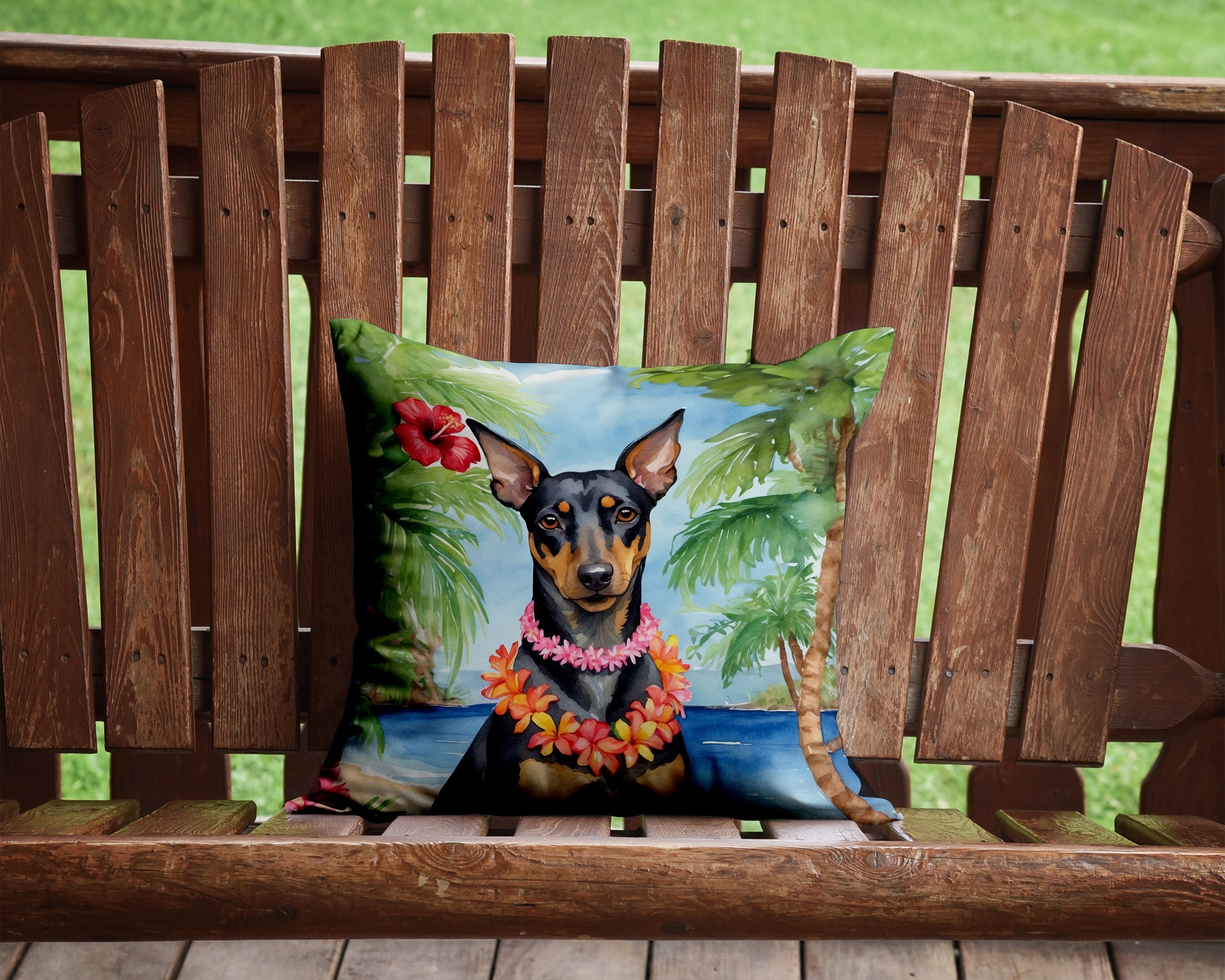 Buy this Manchester Terrier Luau Throw Pillow