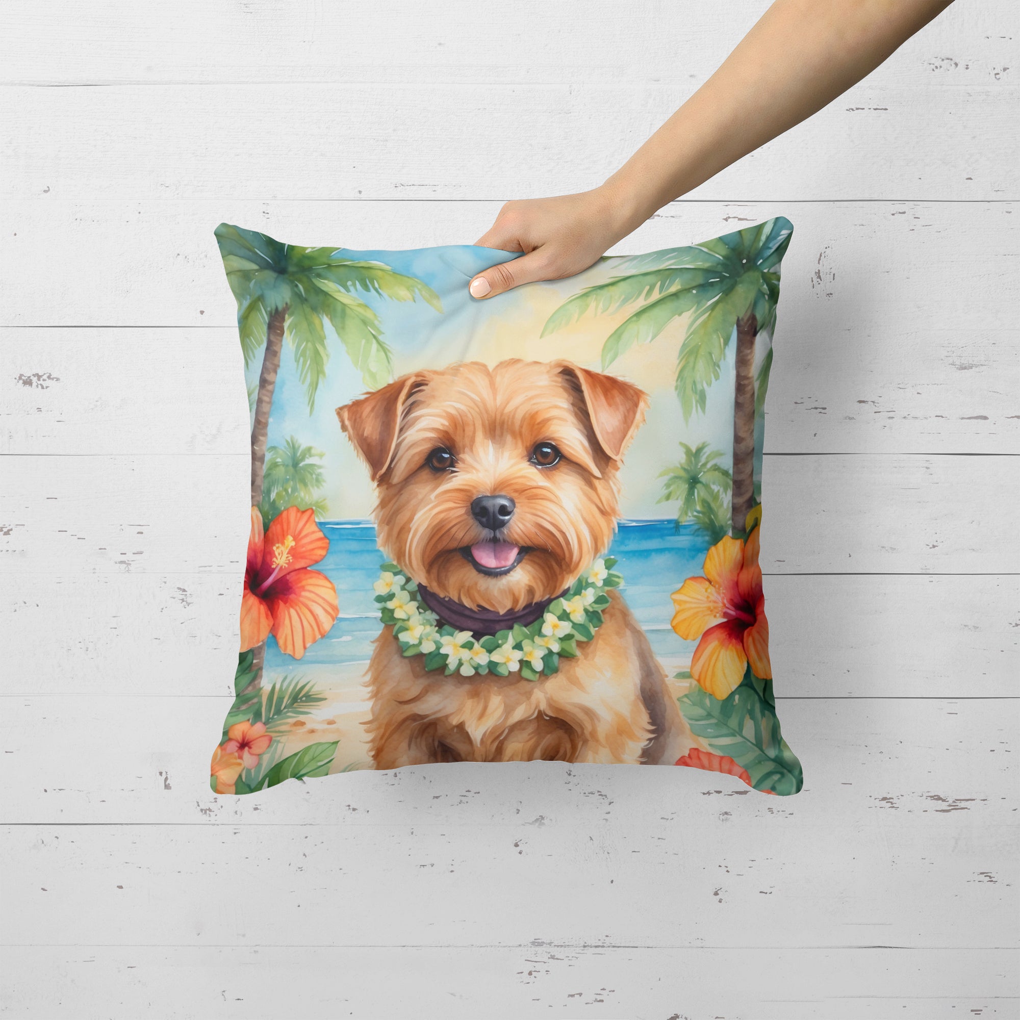 Norfolk Terrier Luau Throw Pillow