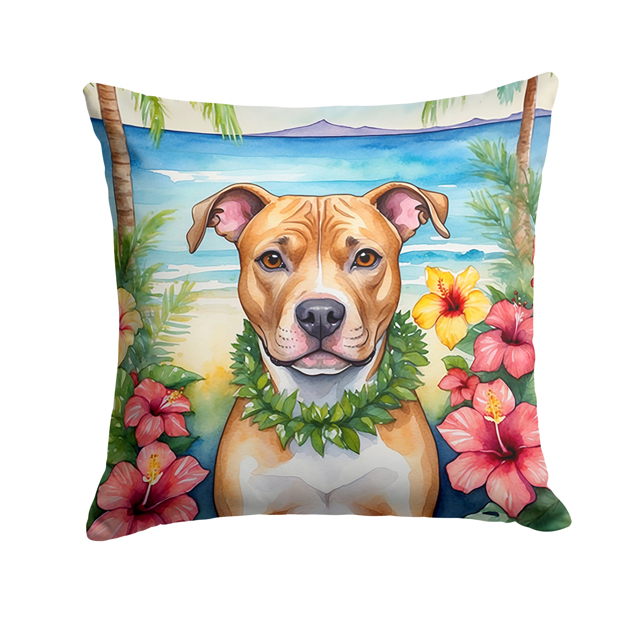 Buy this Pit Bull Terrier Luau Throw Pillow