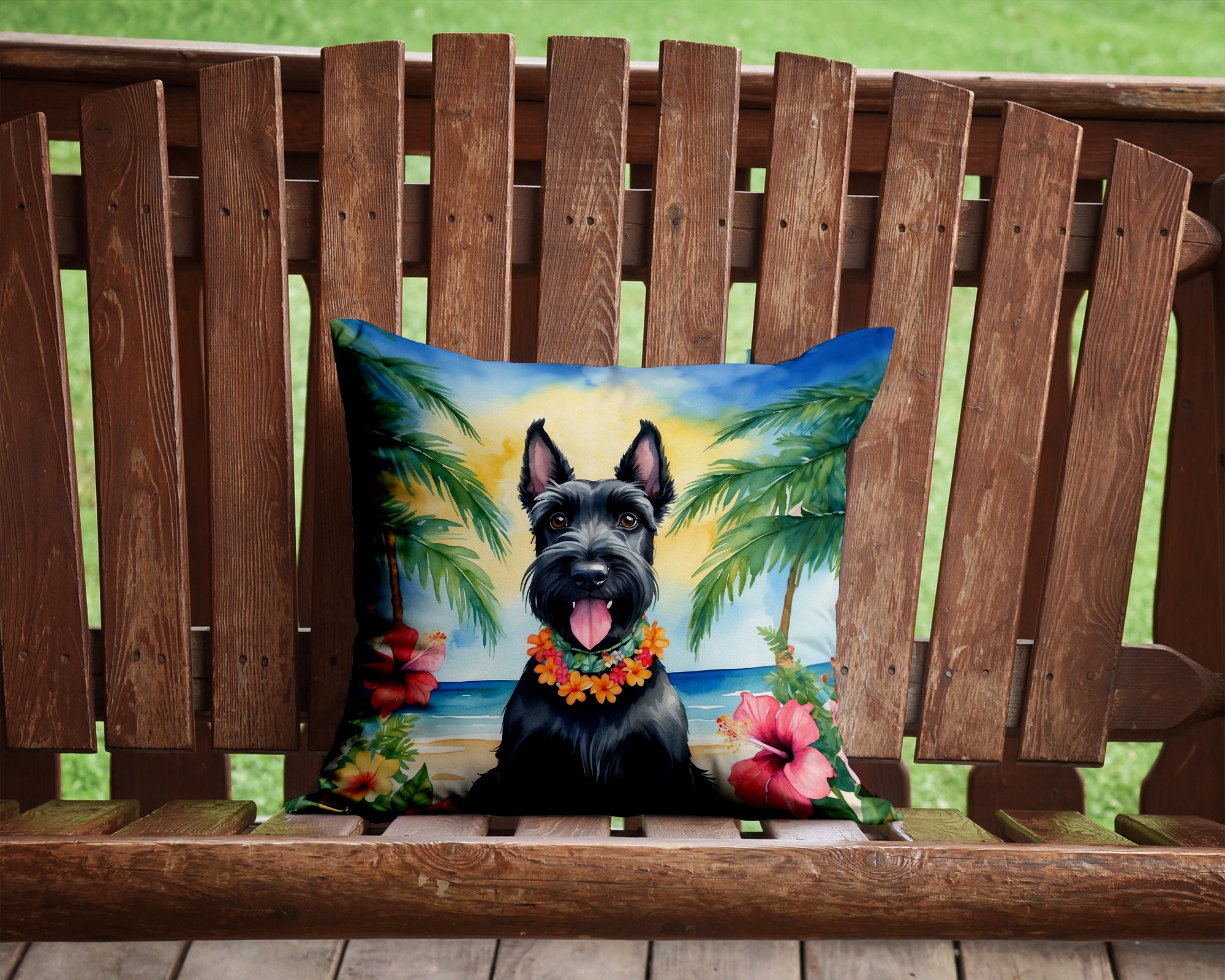 Scottish Terrier Luau Throw Pillow