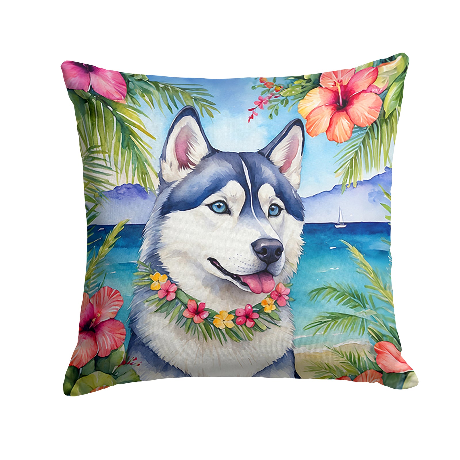 Buy this Siberian Husky Luau Throw Pillow