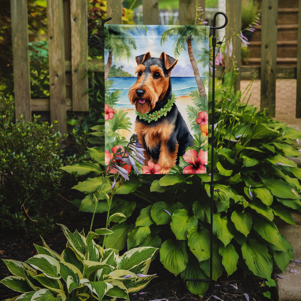 Welsh Terrier Luau Garden Flag