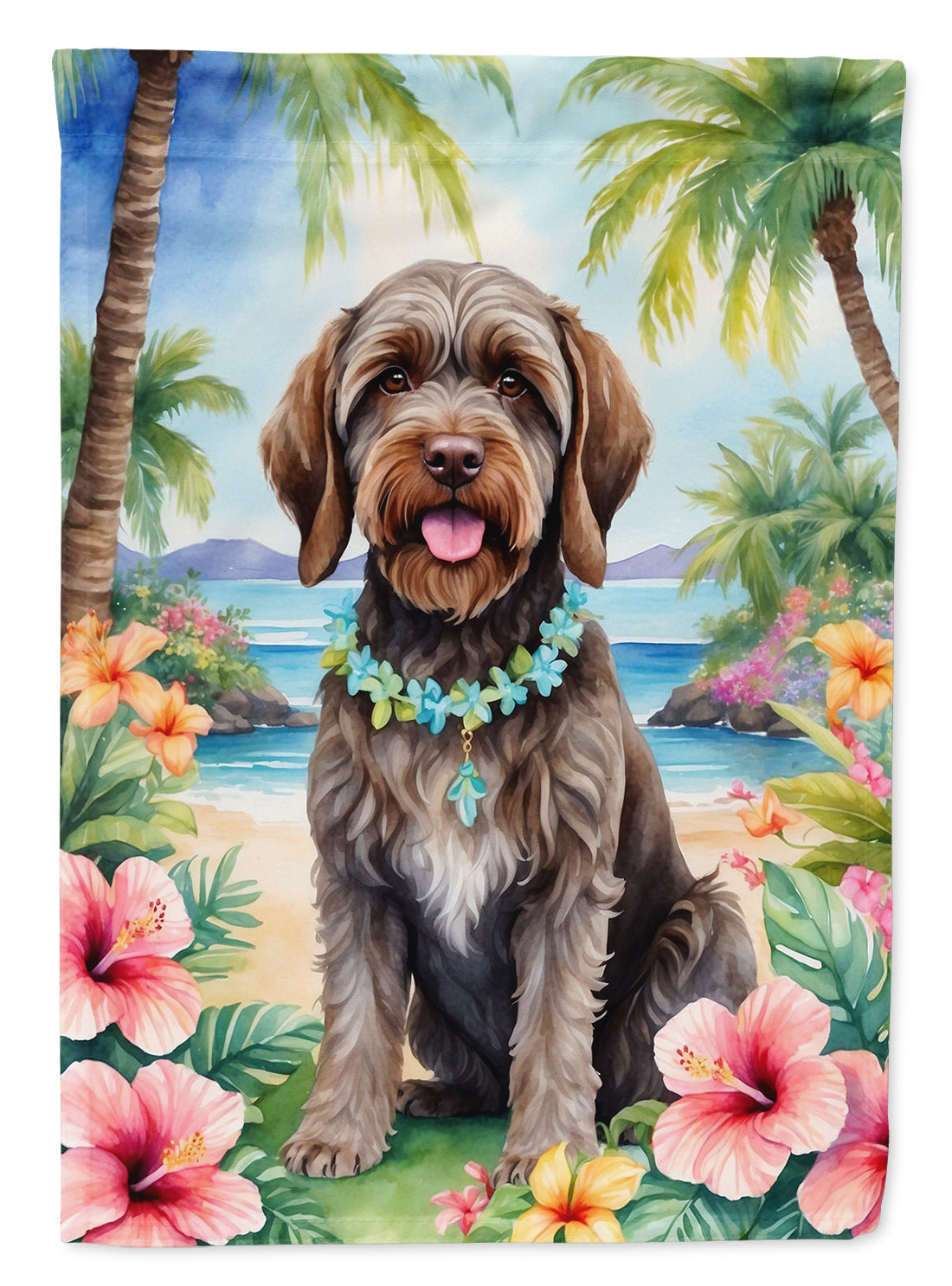 Buy this Wirehaired Pointing Griffon Luau House Flag