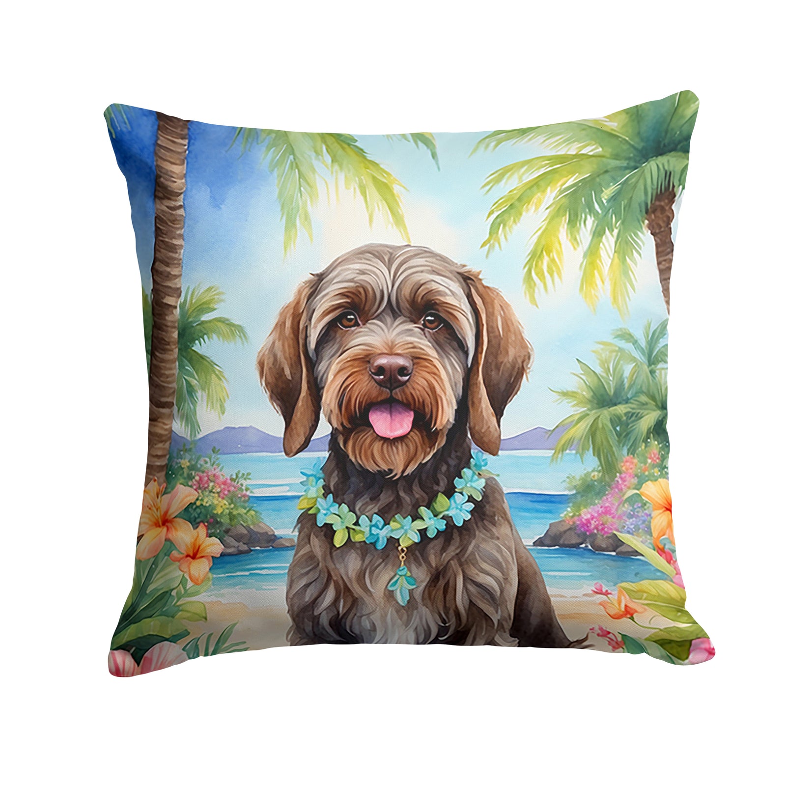 Buy this Wirehaired Pointing Griffon Luau Throw Pillow