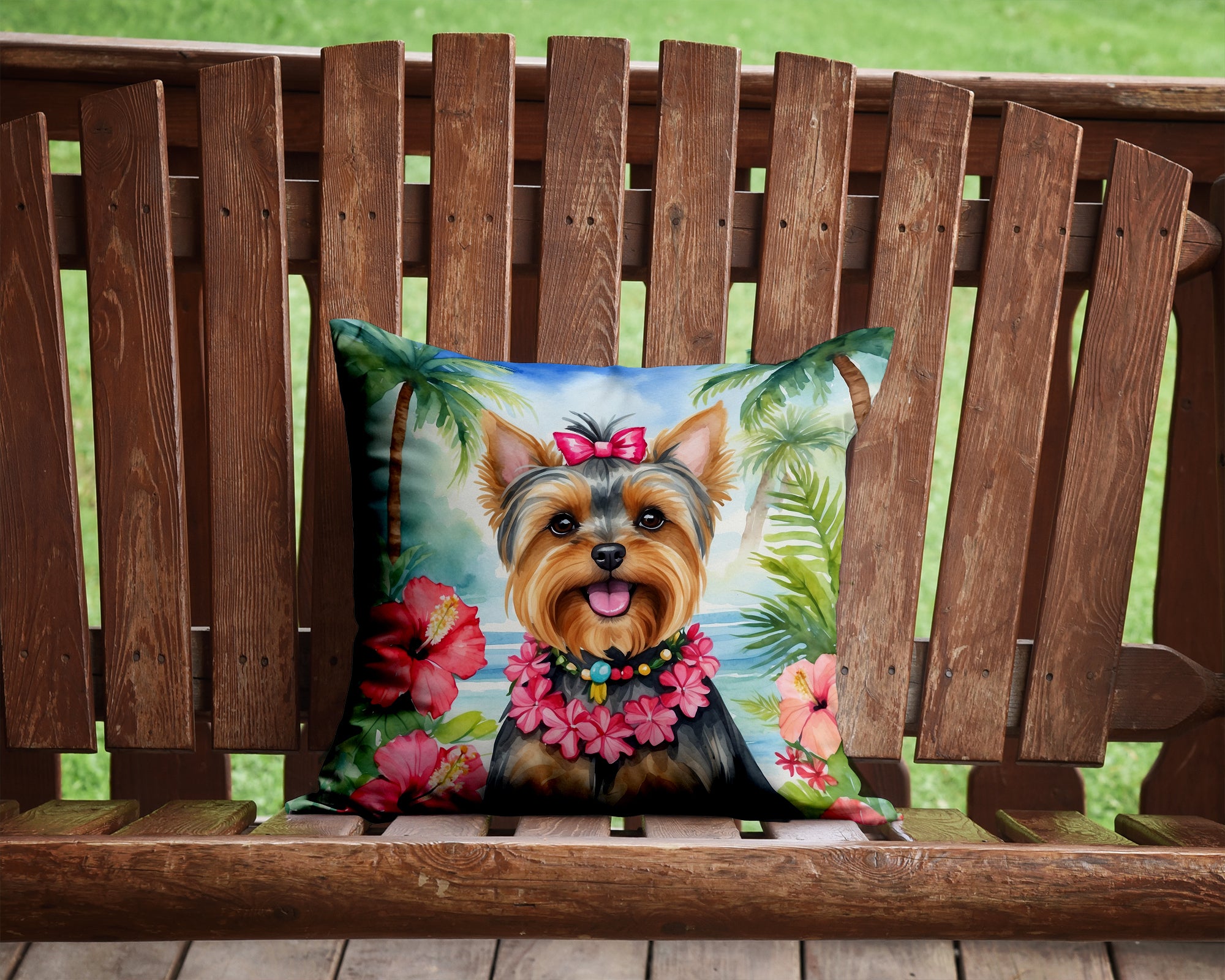 Buy this Yorkshire Terrier Luau Throw Pillow
