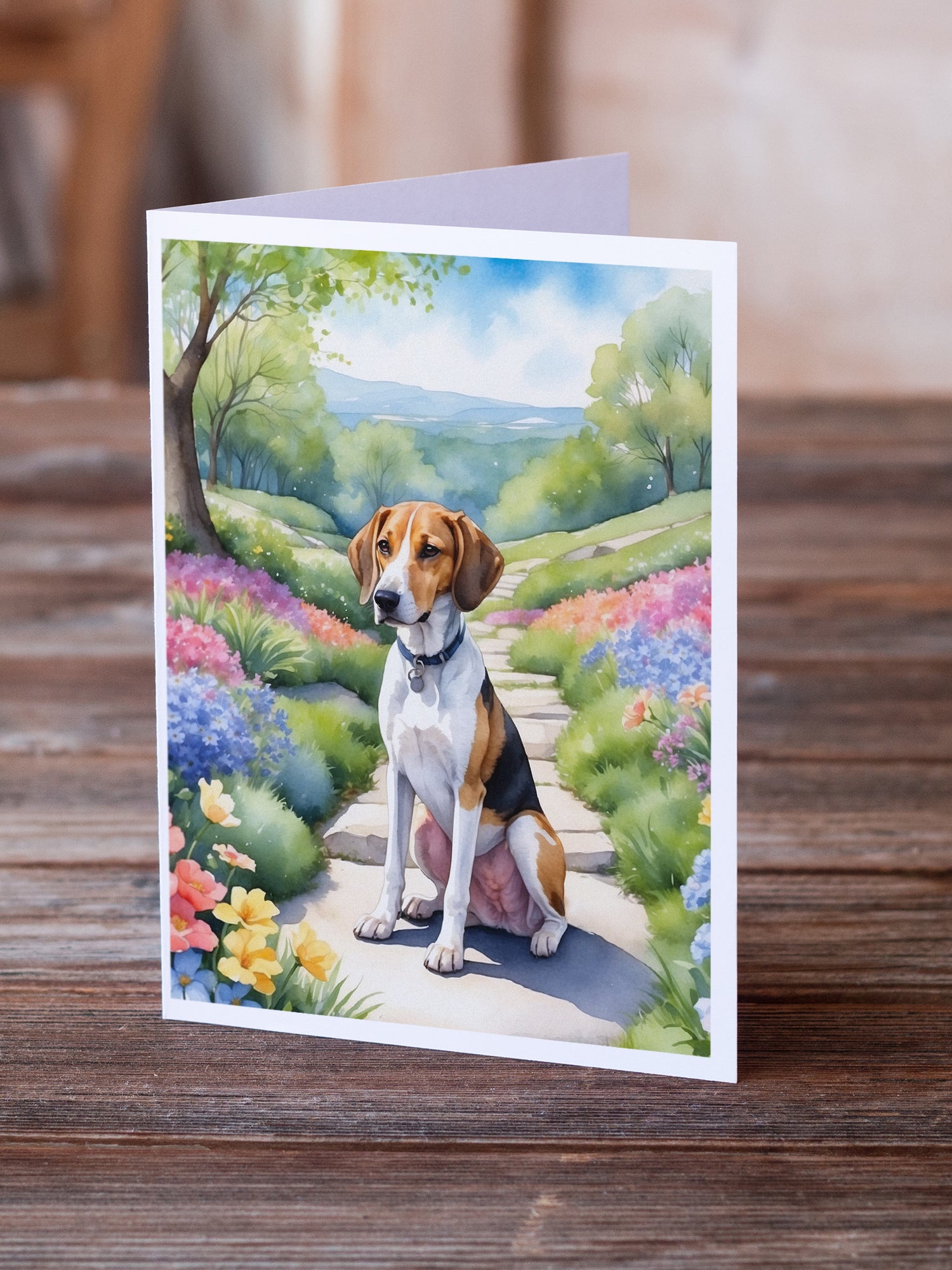 American Foxhound Spring Garden Greeting Cards Pack of 8