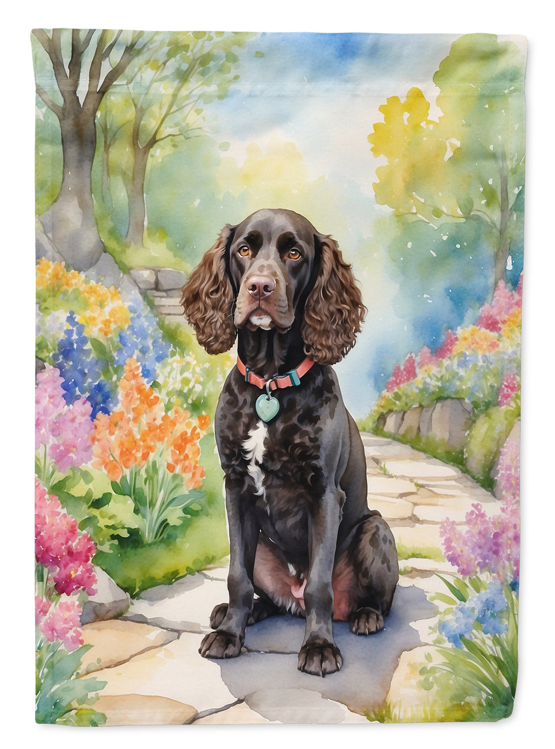 Buy this American Water Spaniel Spring Garden House Flag