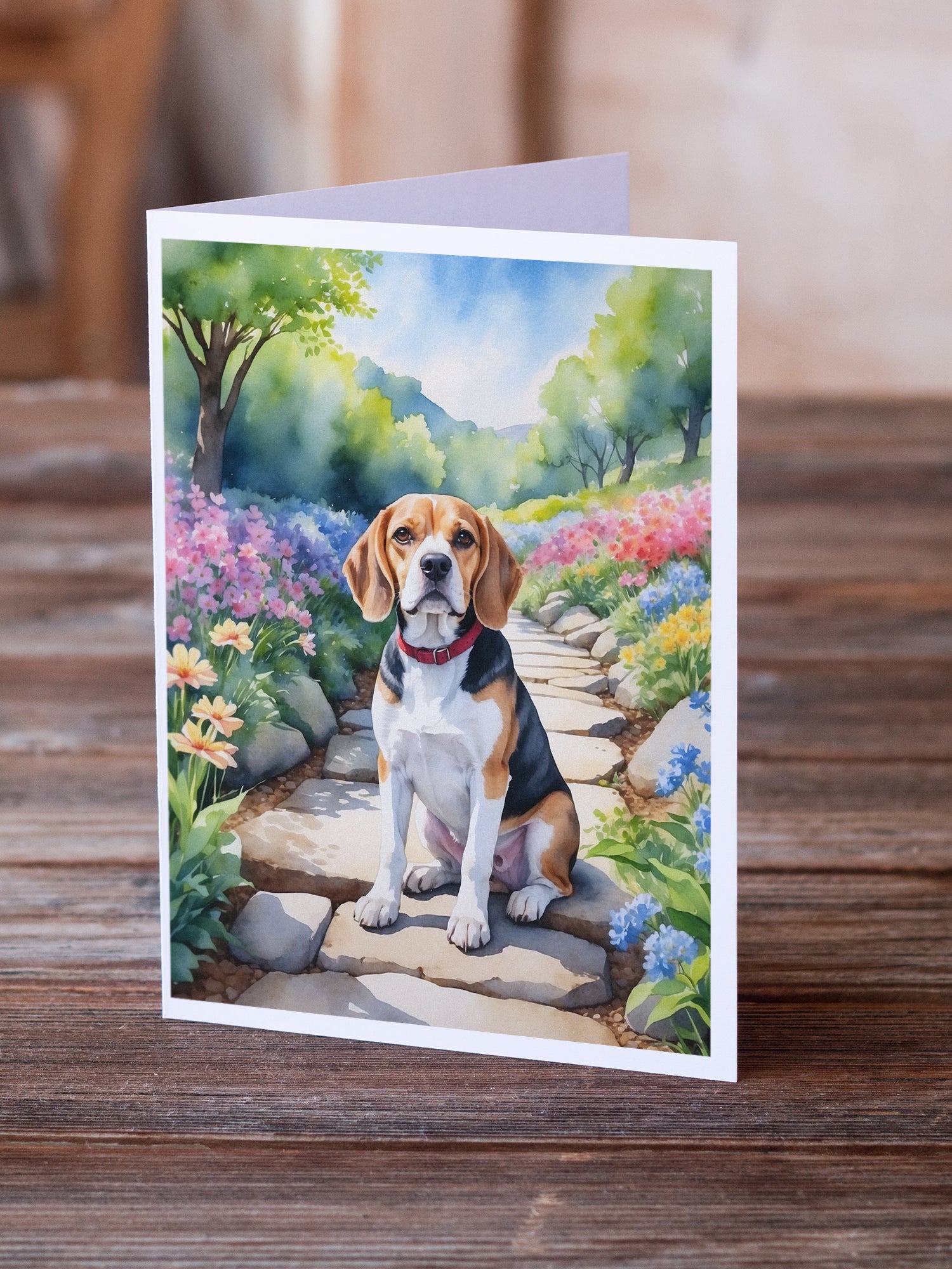 Buy this Beagle Spring Garden Greeting Cards Pack of 8