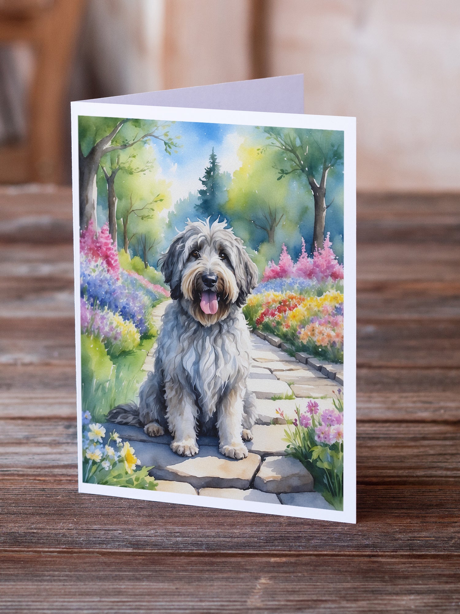 Bergamasco Sheepdog Spring Path Greeting Cards Pack of 8