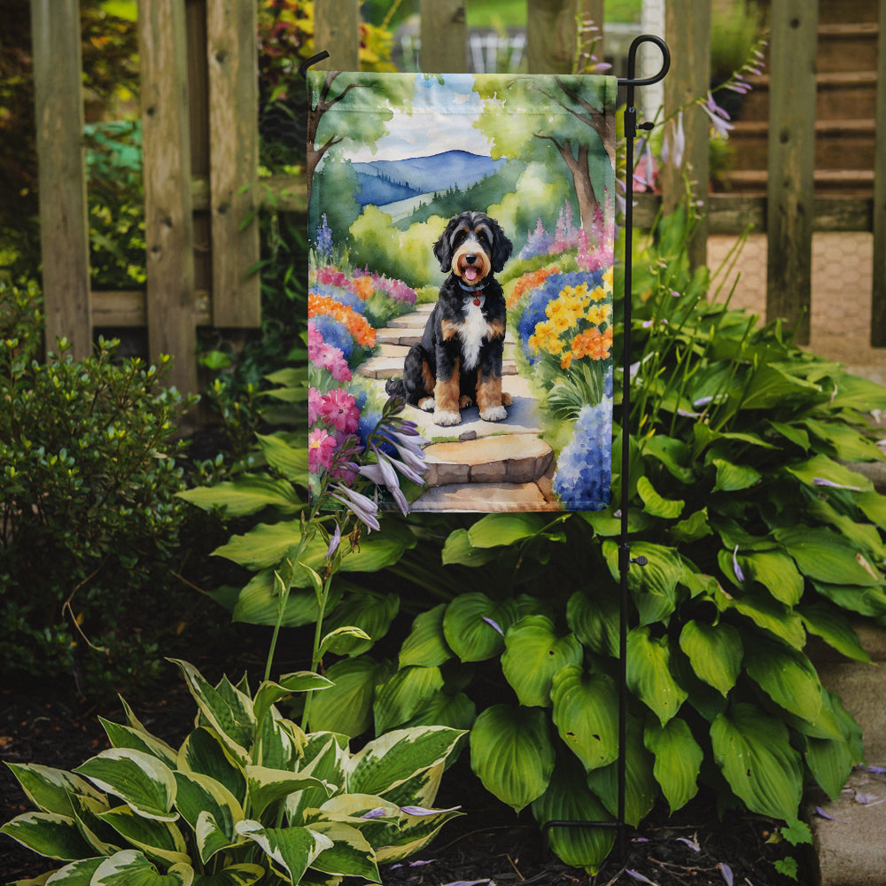 Buy this Bernedoodle Spring Path Garden Flag