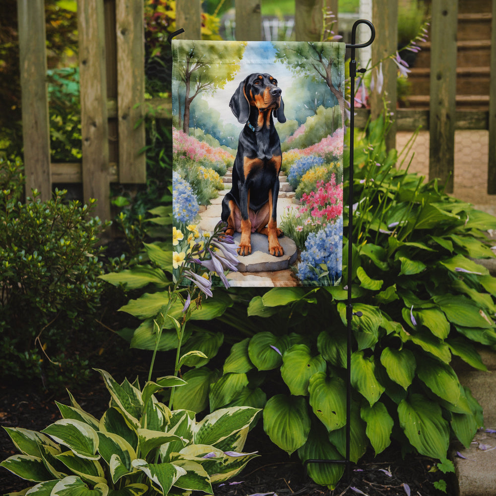 Buy this Black and Tan Coonhound Spring Path Garden Flag