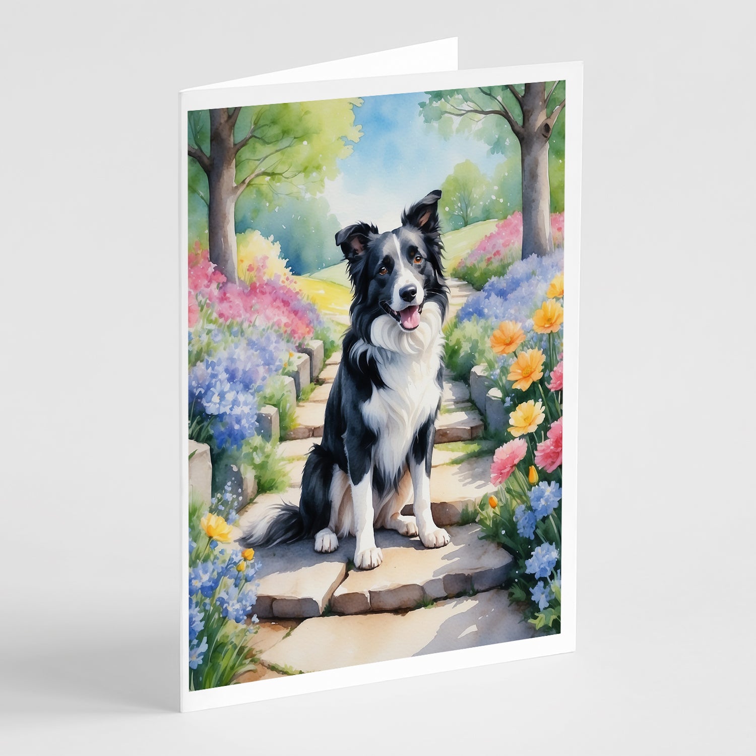 Buy this Border Collie Spring Path Greeting Cards Pack of 8