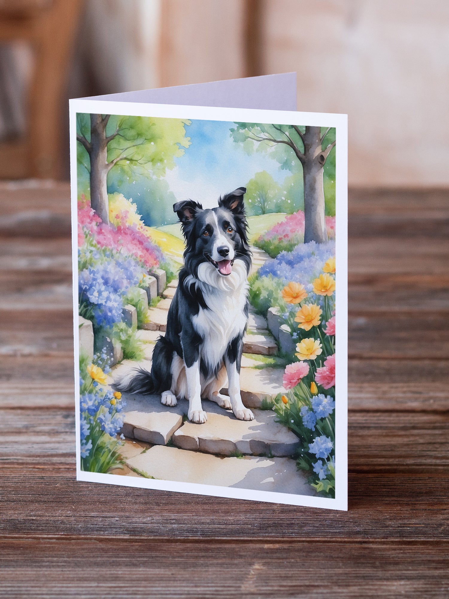 Buy this Border Collie Spring Path Greeting Cards Pack of 8