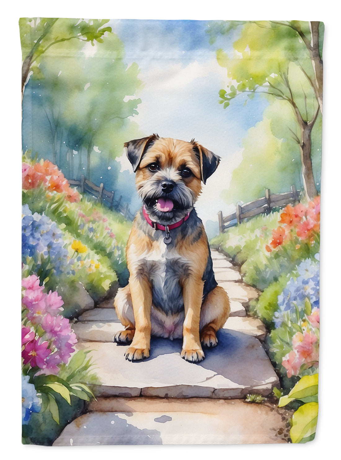 Buy this Border Terrier Spring Path House Flag