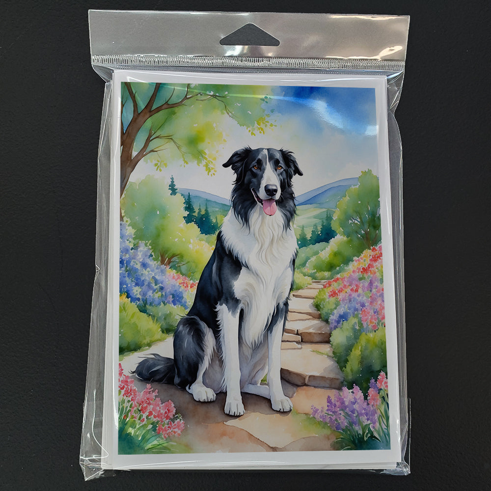 Borzoi Spring Path Greeting Cards Pack of 8