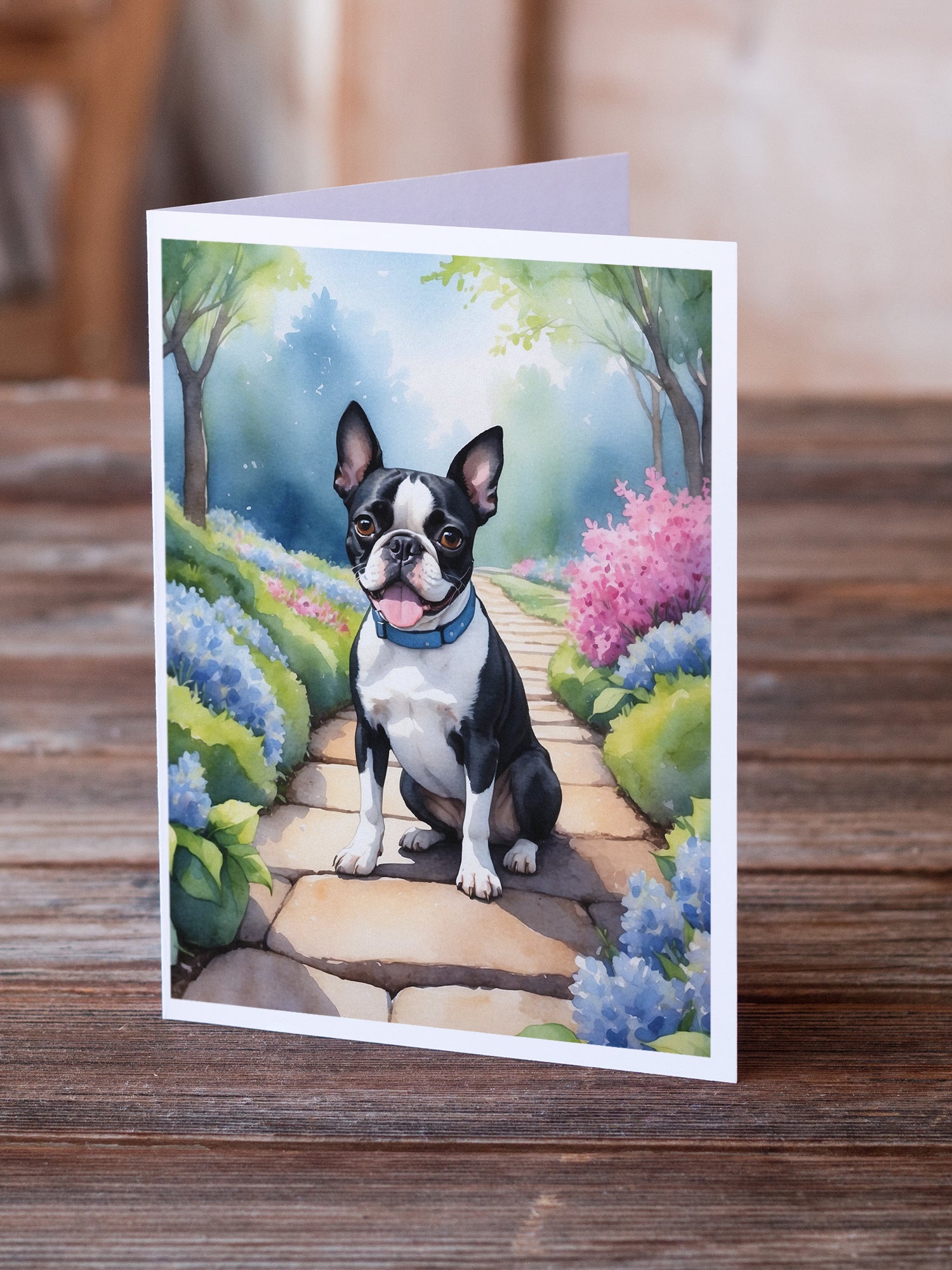Buy this Boston Terrier Spring Path Greeting Cards Pack of 8