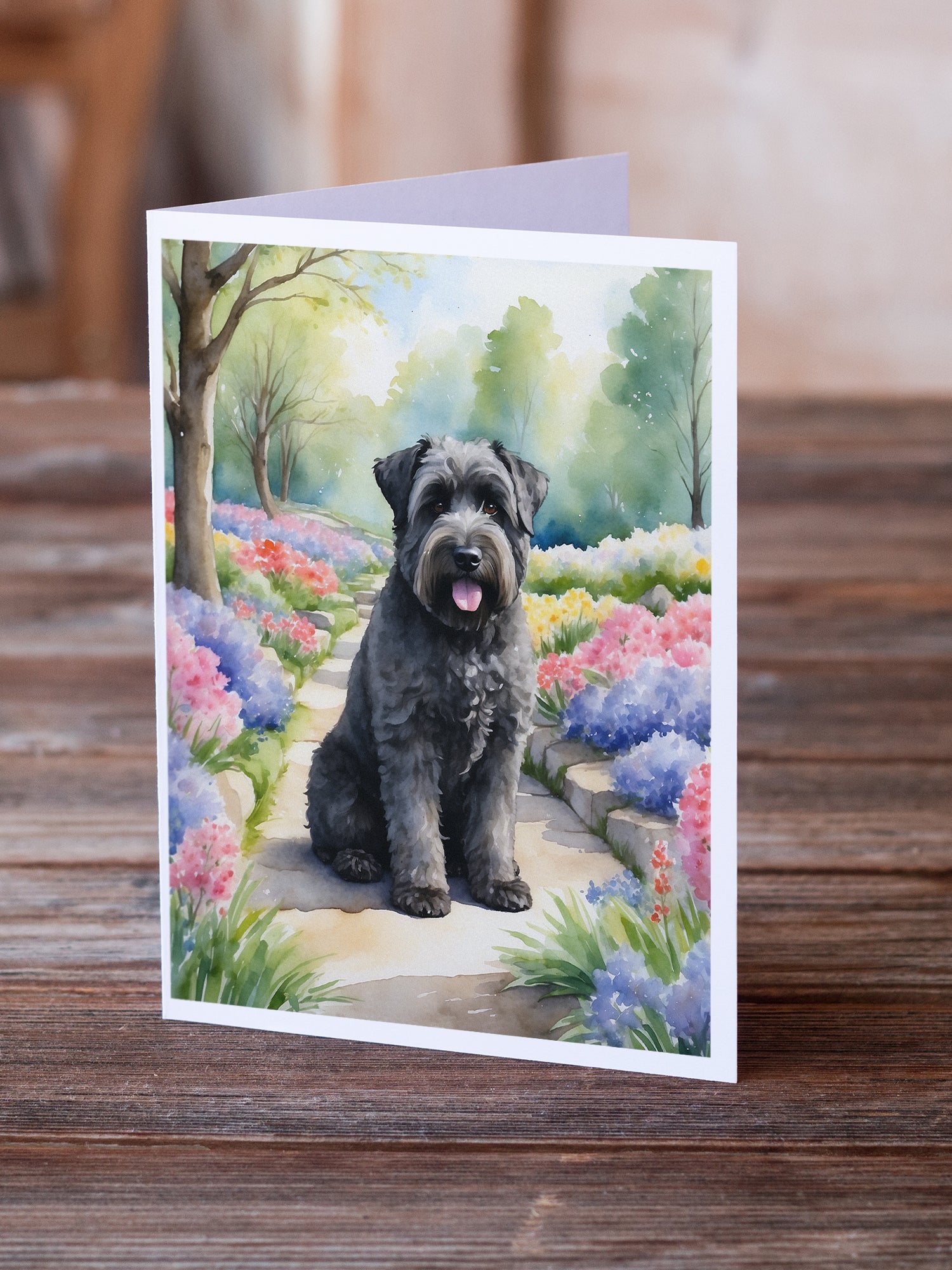 Buy this Bouvier des Flandres Spring Path Greeting Cards Pack of 8