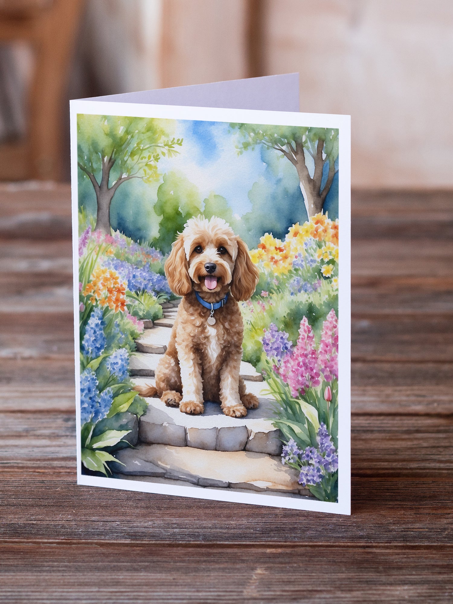 Buy this Cockapoo Spring Path Greeting Cards Pack of 8