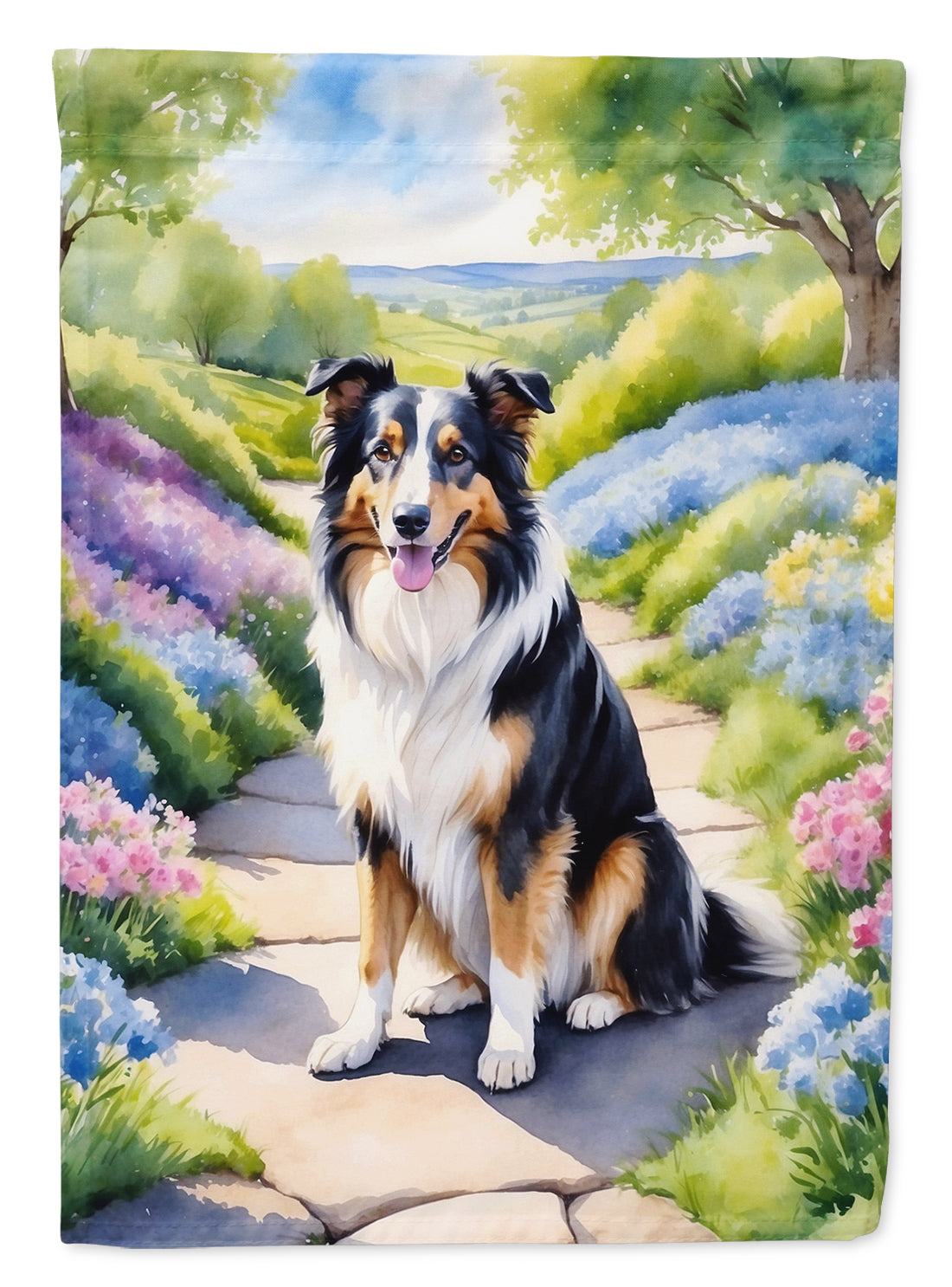 Buy this Collie Spring Path House Flag