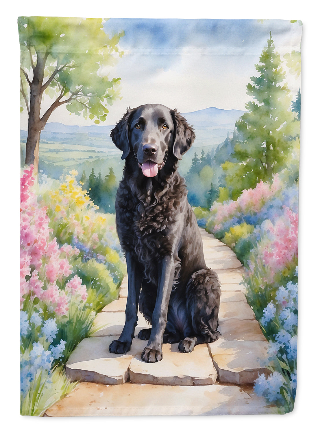 Buy this Curly-Coated Retriever Spring Path Garden Flag