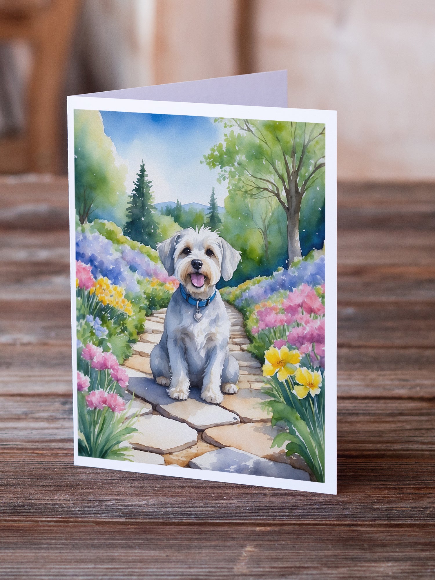 Dandie Dinmont Terrier Spring Path Greeting Cards Pack of 8