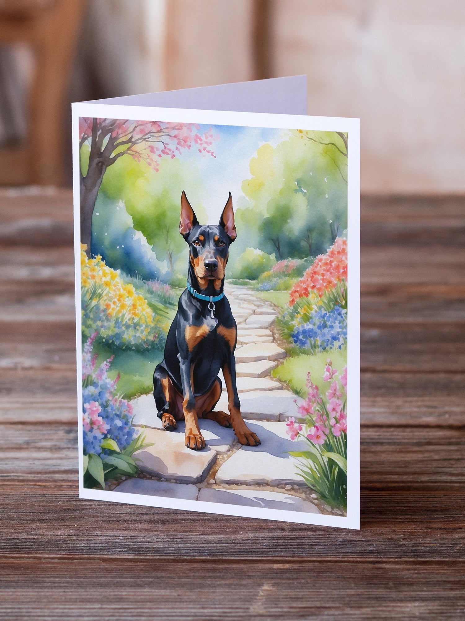 Buy this Doberman Pinscher Spring Path Greeting Cards Pack of 8