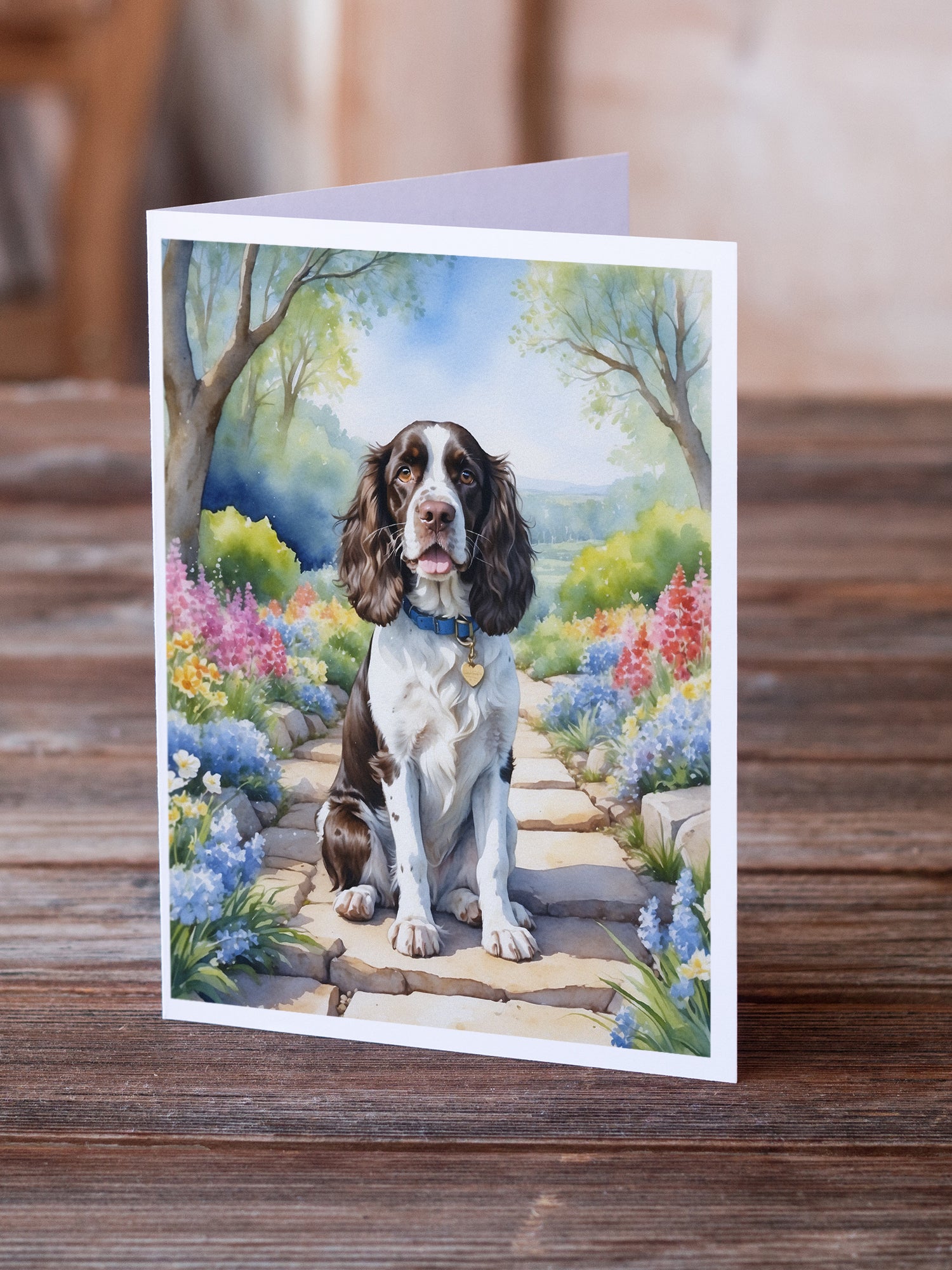 Buy this English Springer Spaniel Spring Path Greeting Cards Pack of 8